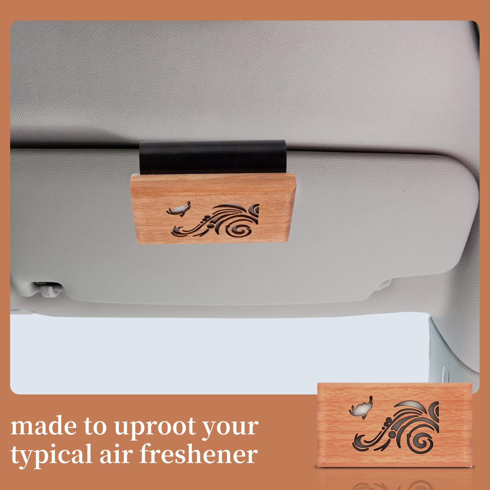 ECOGREDA Wood Car Air Freshener - Car Odor Eliminator for Visor Clip, Vehicle Scent Diffuser for Cabin, Truck & SUV (Ocean)