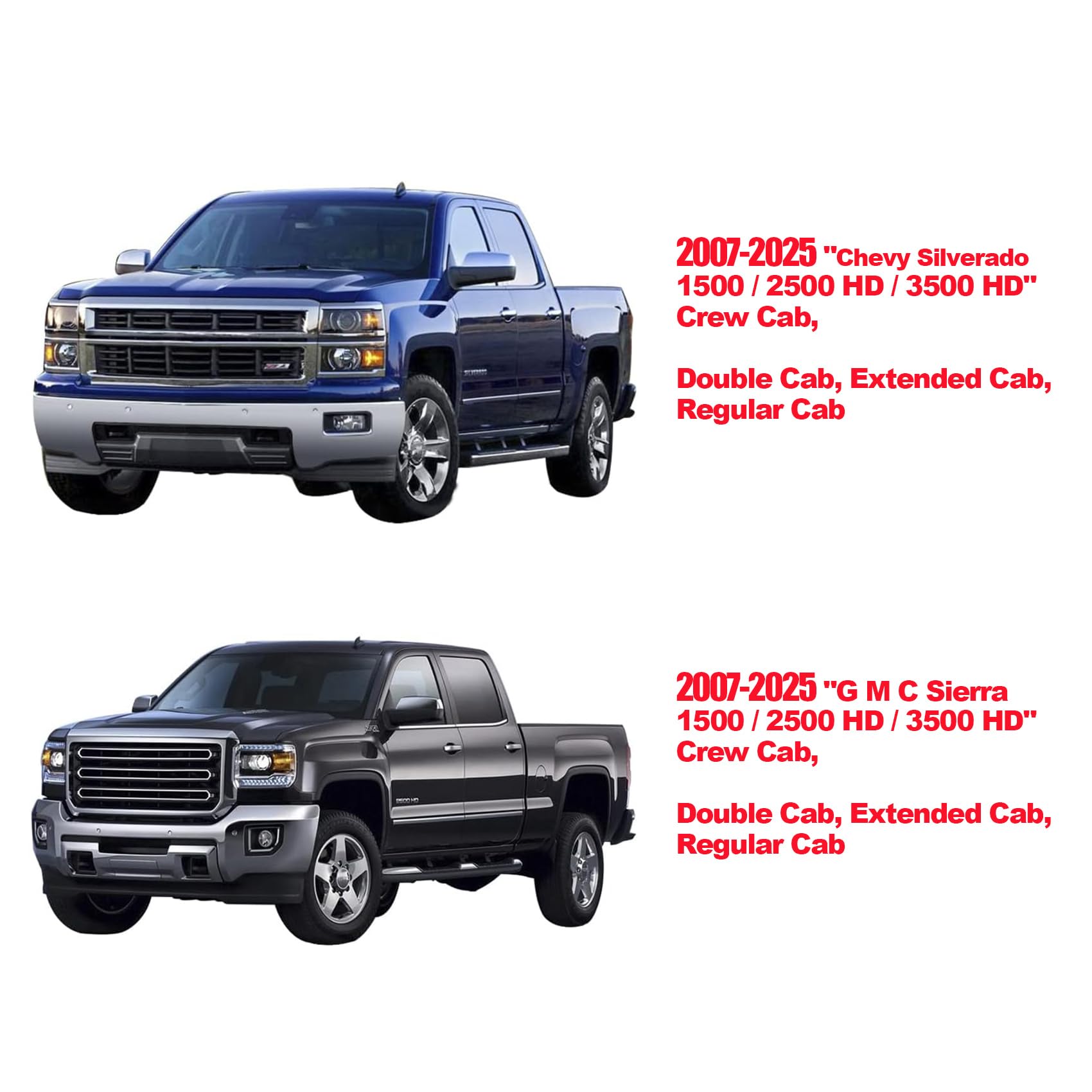 YIERTAI Truck Seat Covers for Chevy Silverado GMC Sierra 2007-2025, Waterproof Faux Leather, 5 PCS Full Set, Brown