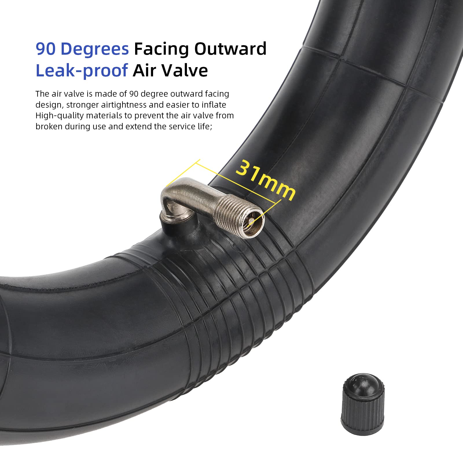 ulip 8.5" Inner Tube (2 Pack) with 90° Valve Stem for DUALTRON Mini Scooters - Black, Aluminum, Medium Size