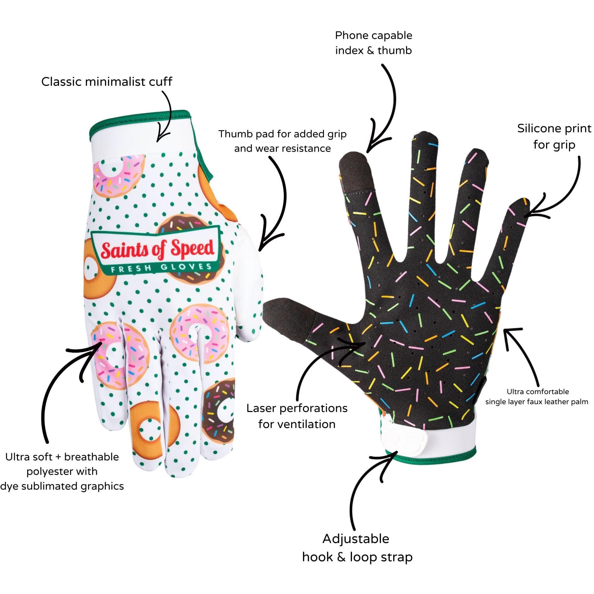 Saints of Speed Mountain Bike & Motorcycle Gloves, Medium, Polyester, Glazers, Model Phase 2