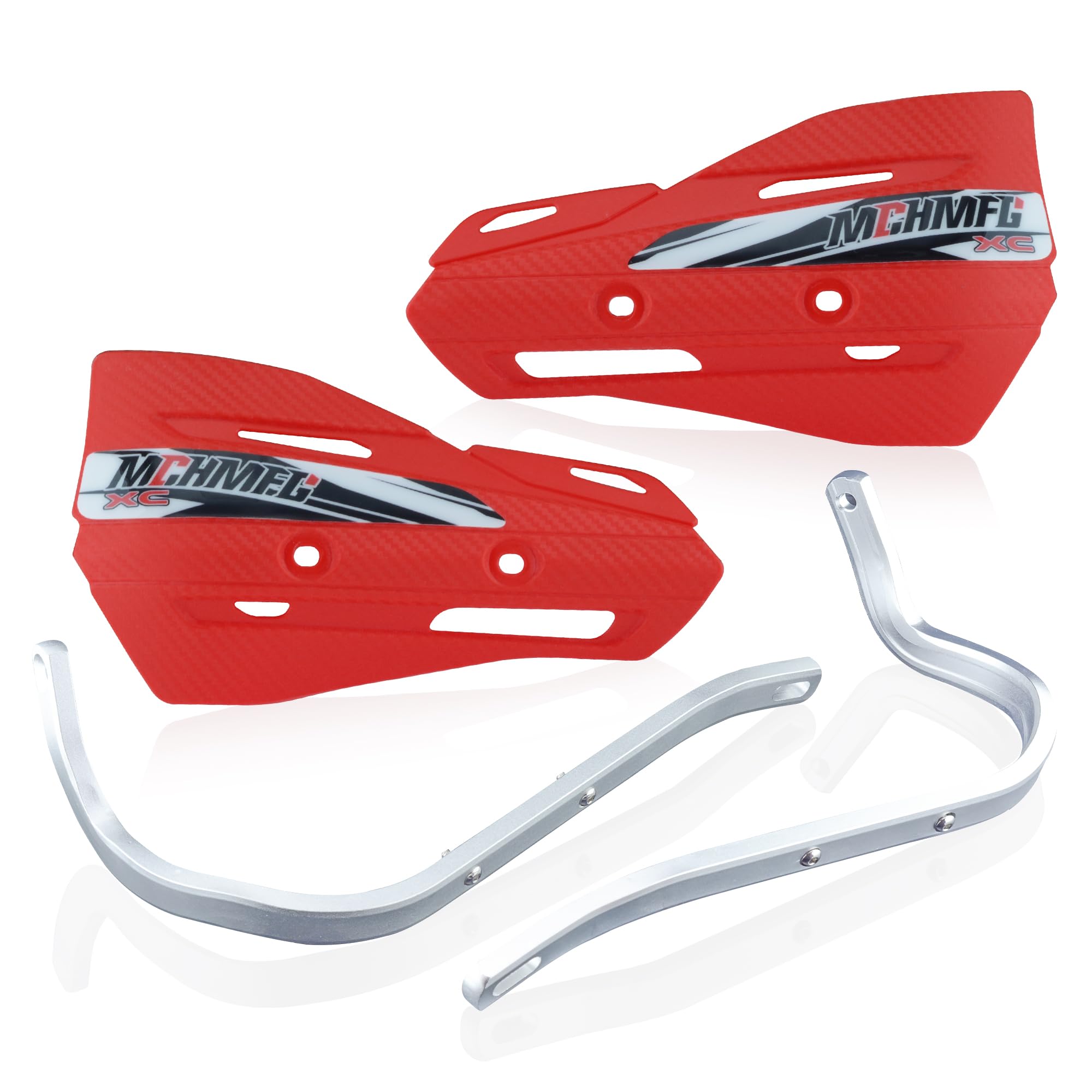 Mchmfg Dirt Bike Handguards With Grips - 7/8' And 1 1/8' Motorcycle Hand Guards For Atv - Universal Handguards Bracket For Off Road Motorcross Red