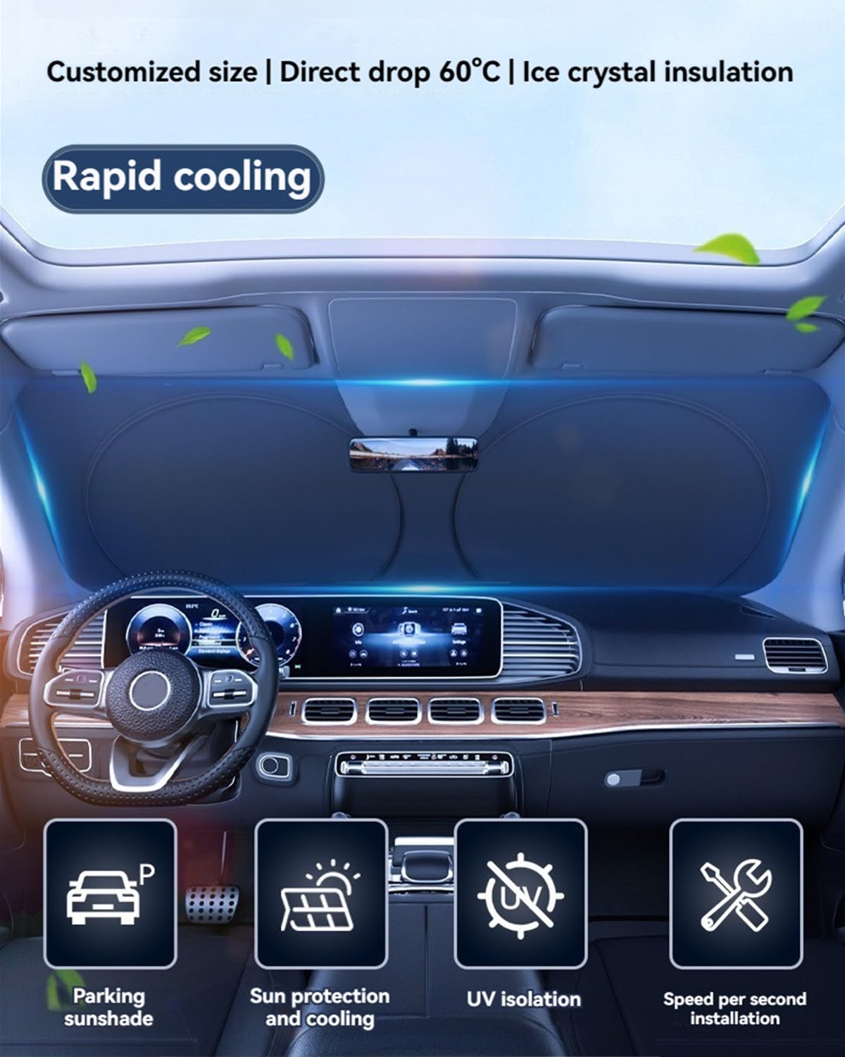 Windshield Sun Shade For Toyota Venza Front Window Shades Cover For 2021-2025 Venza Windshield Sun Visor Protector Car Accessori