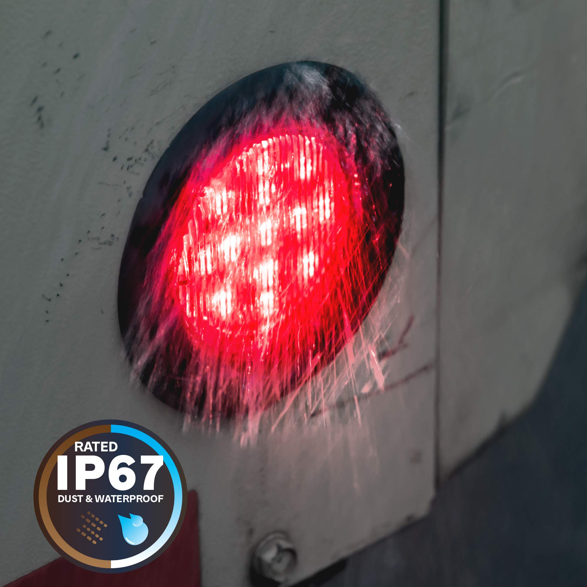 True Mods 2.5'' 12V Red Round 13 Led Light [2 In 1 Reflector] [Polycarbonate] [Dot Approved] [Grommet & Plugs] [2 Year Warranty]
