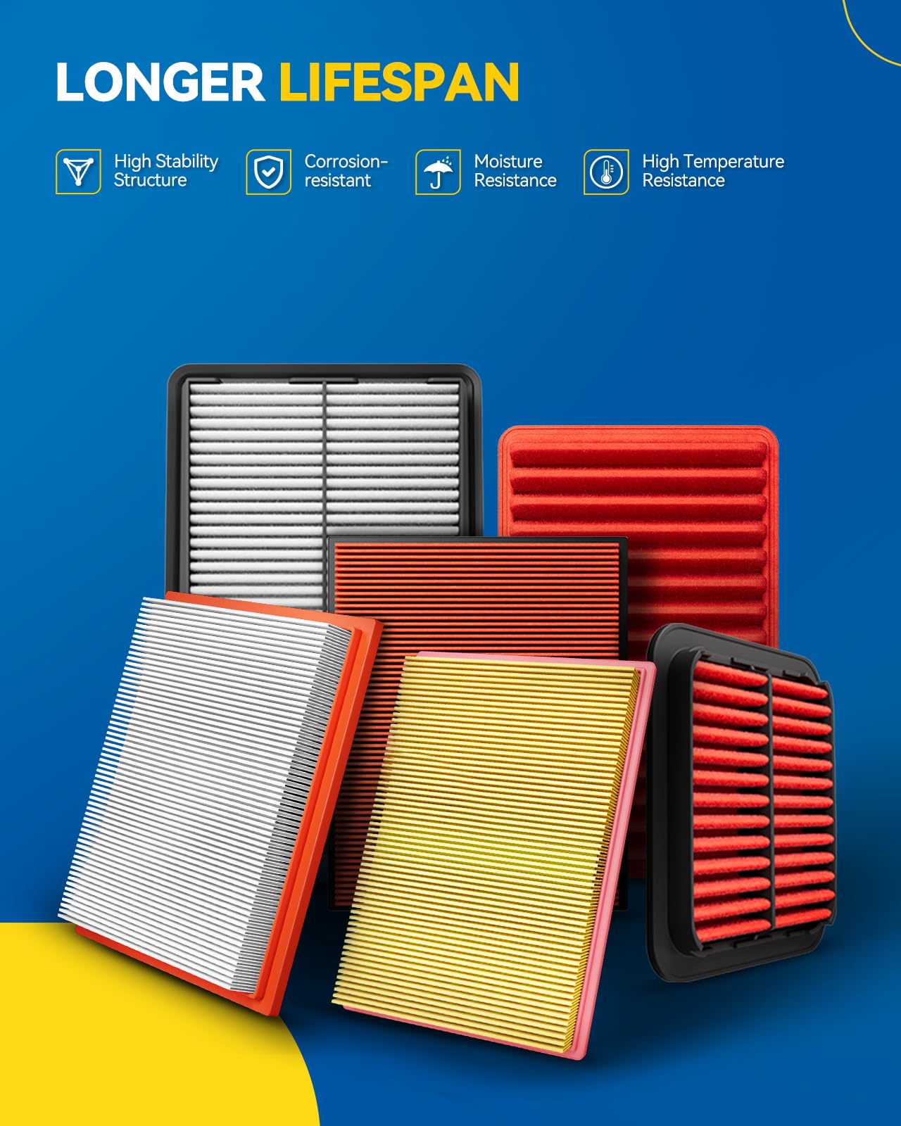 Philtop Engine Air Filter Ca11042 Replacement For Honda Odyssey 2011-2017, V6 3.5L, Rigid Panel