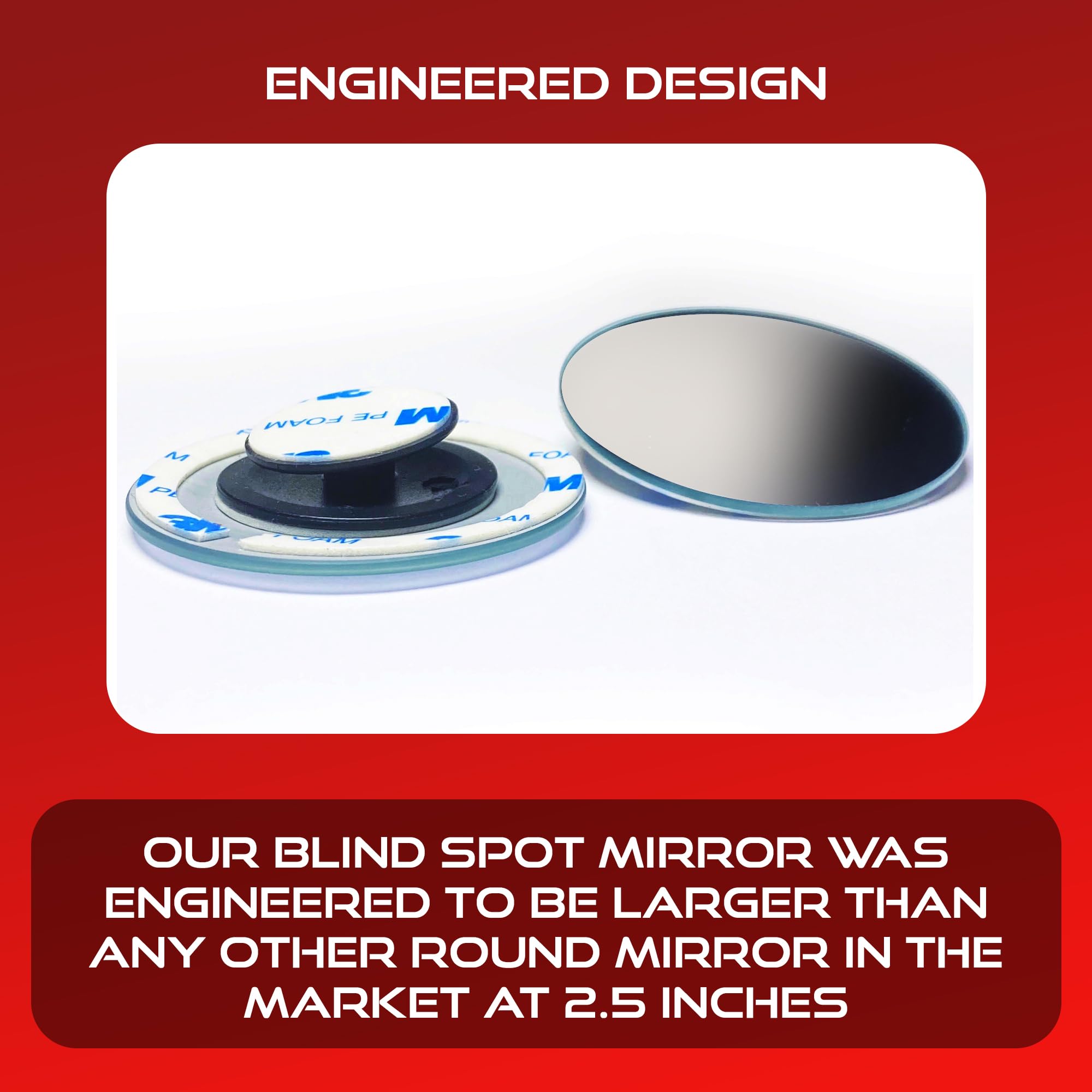 Utopicar 2.5" Convex Blind Spot Rear View Mirror - Glass, Mirror Finish, Model RRVWM319SILVER, 2 Pack