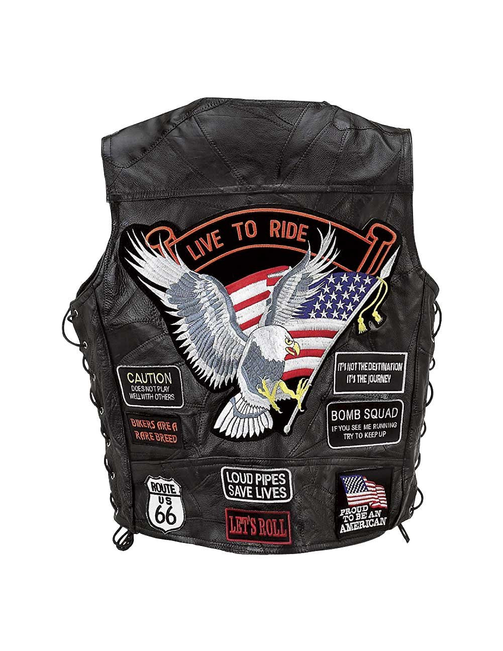 Diamond Plate Rock Design Genuine Buffalo Leather Vest (Large)