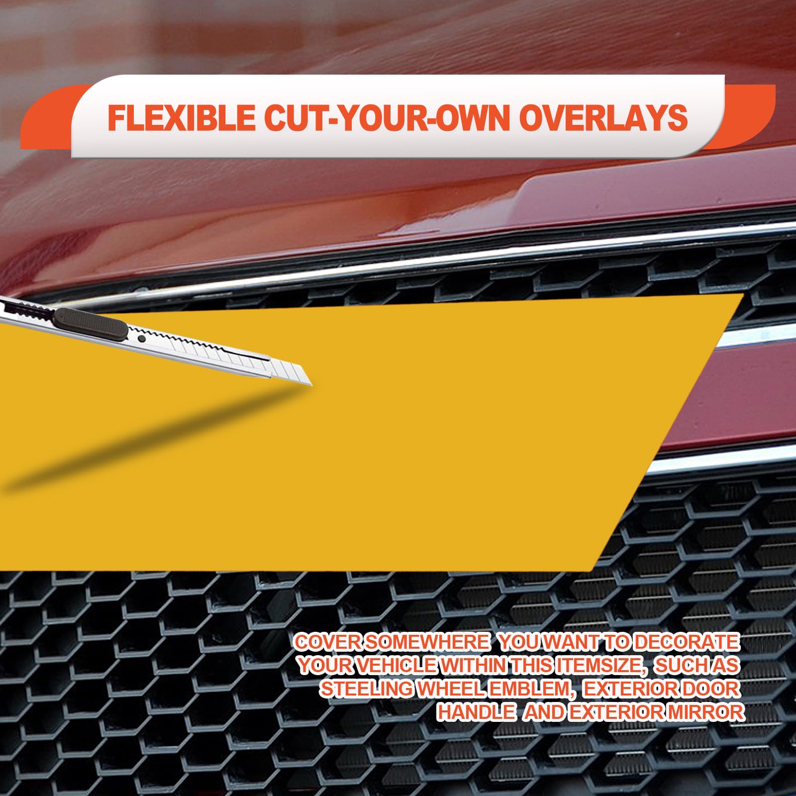 BSAMZO 3PCS Gold Vinyl DIY Decals for Chevy Bowtie Logo Wrap, Yellow, Model BSAMZO-SA25N