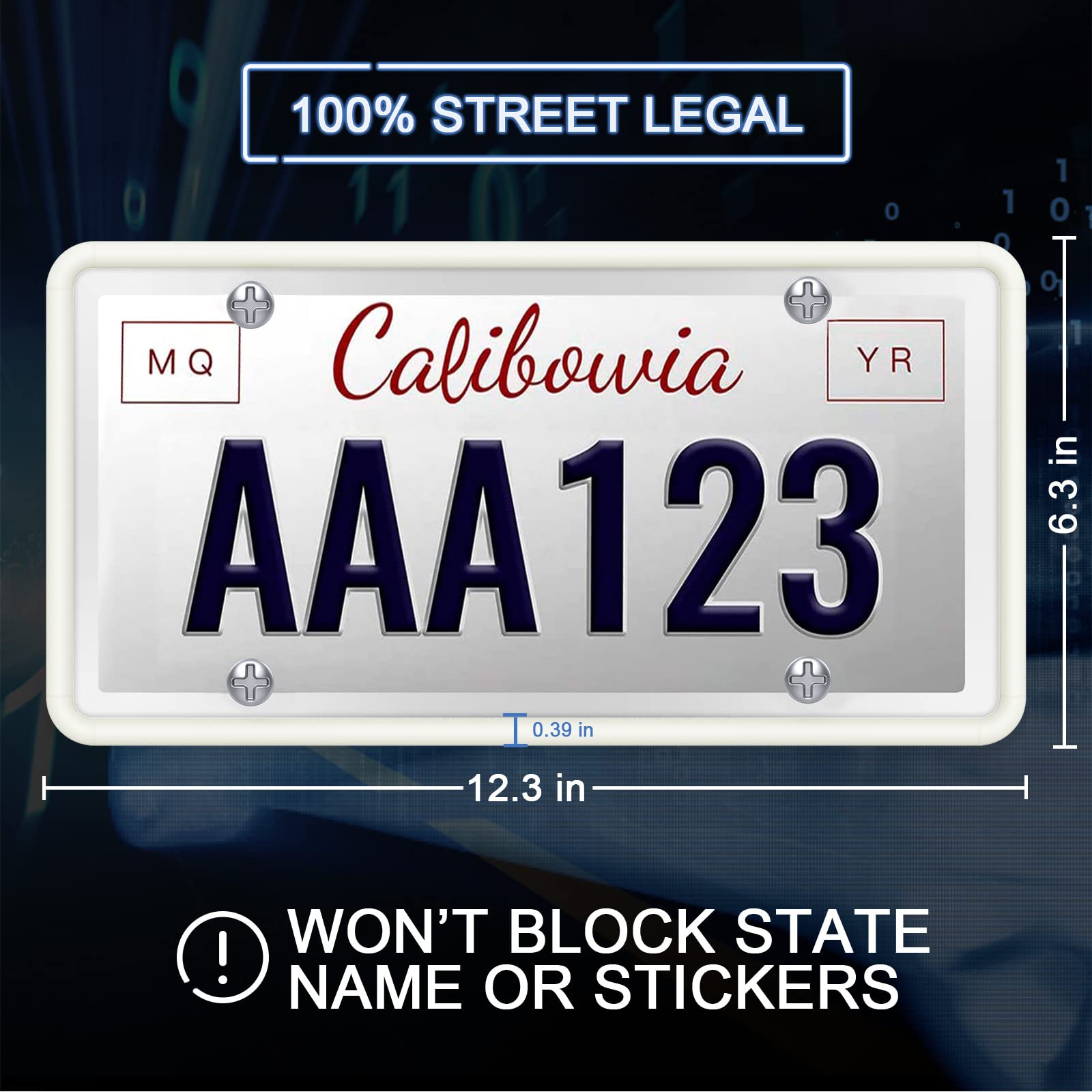 Qiqamole 2 Pack Silicone License Plate Frame Front Back License Plate Cover License Plate Bracket Holder Rust-Proof Rattle-Proof Weather-Proof For Us Ca Standard Car & 2Pcs Water Coaster (White/Grow)
