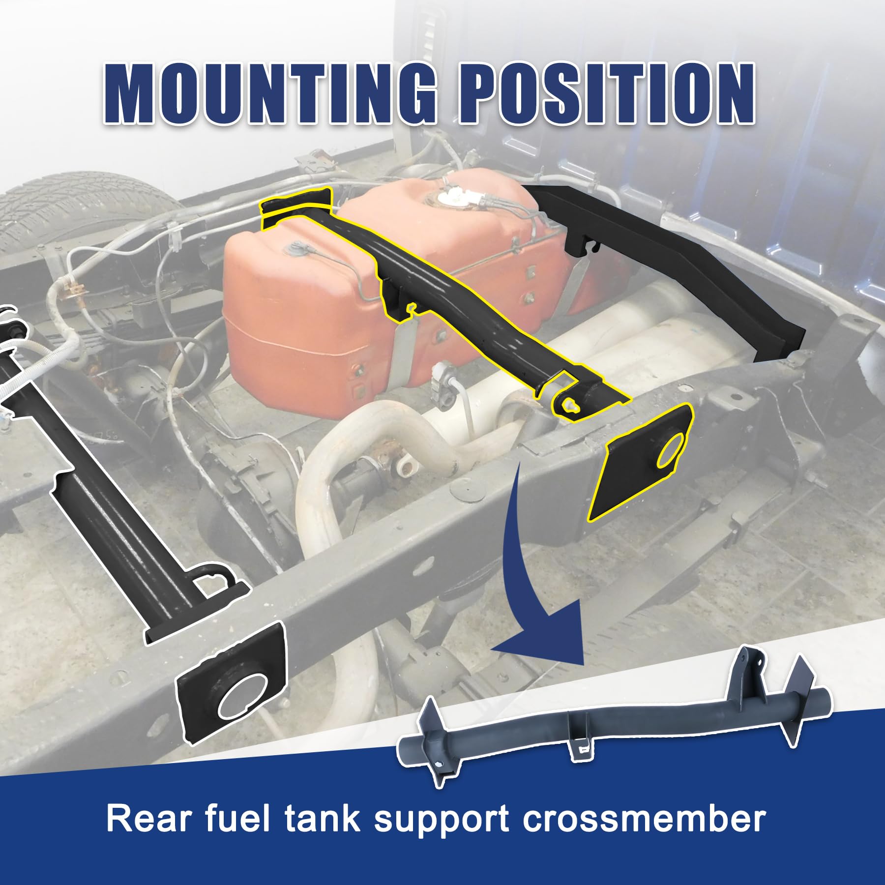 Mountainpeak Rear Fuel Tank Support Crossmember for 2007-2014 Chevy Silverado 1500, GMC Sierra 1500, Steel, Dark Green, Model OR-FBAC1348