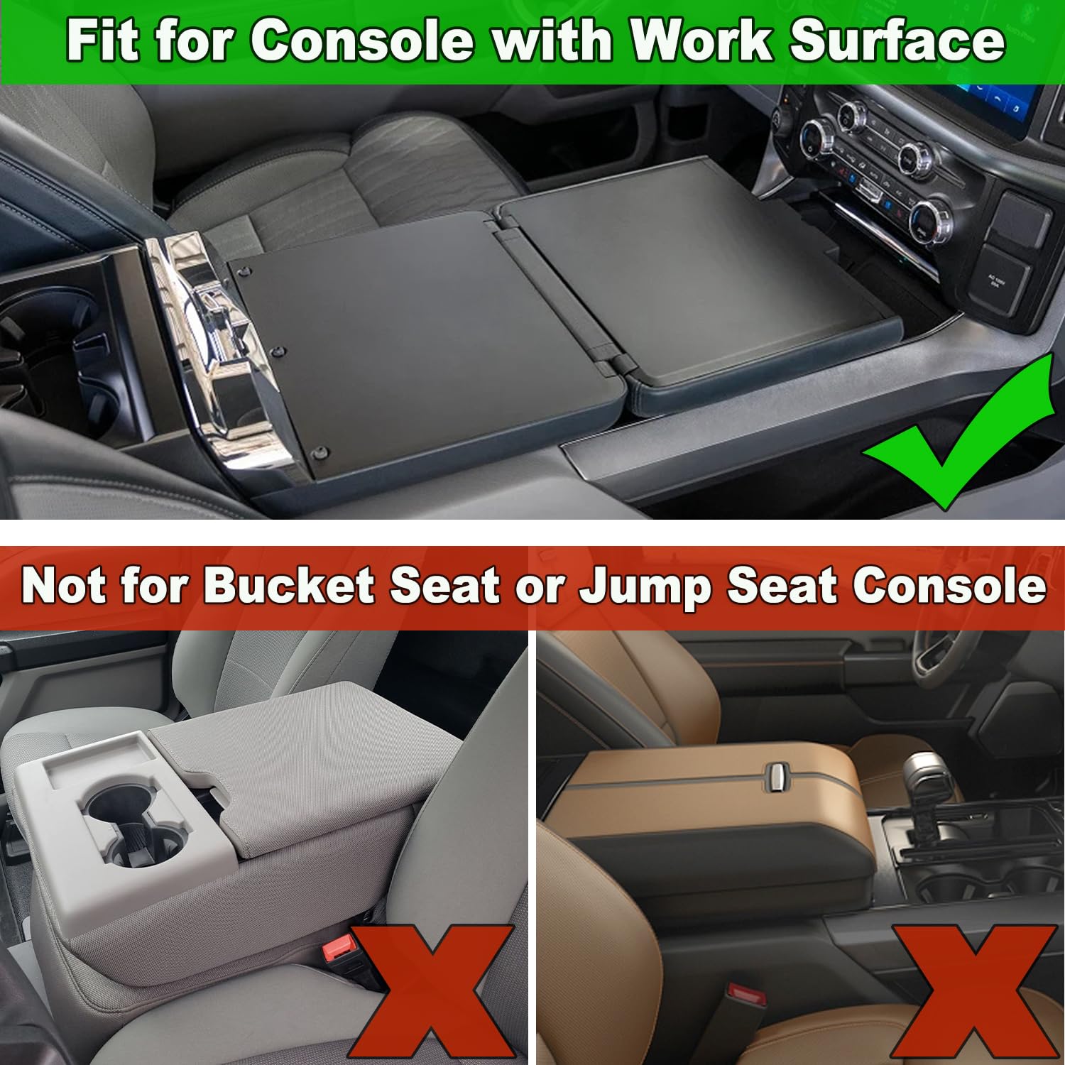 PIMCAR Ford F150 Center Console Cover, Leather Protector, 2021-2025 F150 Work Surface, Black-Work Surface Console