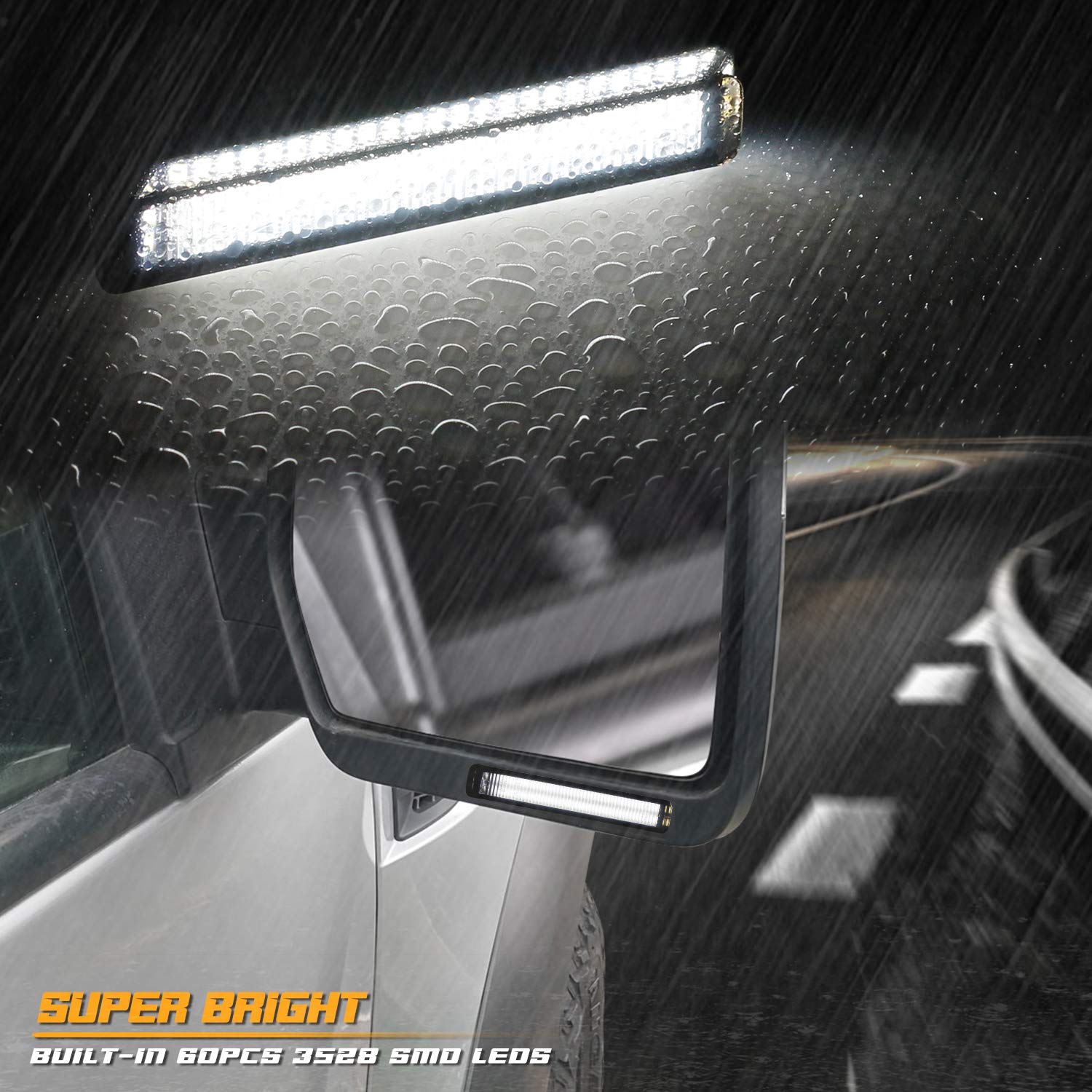 RUXIFEY Sequential Switchback LED Side Mirror Turn Signals - Smoked, Amber & White Compatible with Ford F150, Expedition, Lincoln Mark LT
