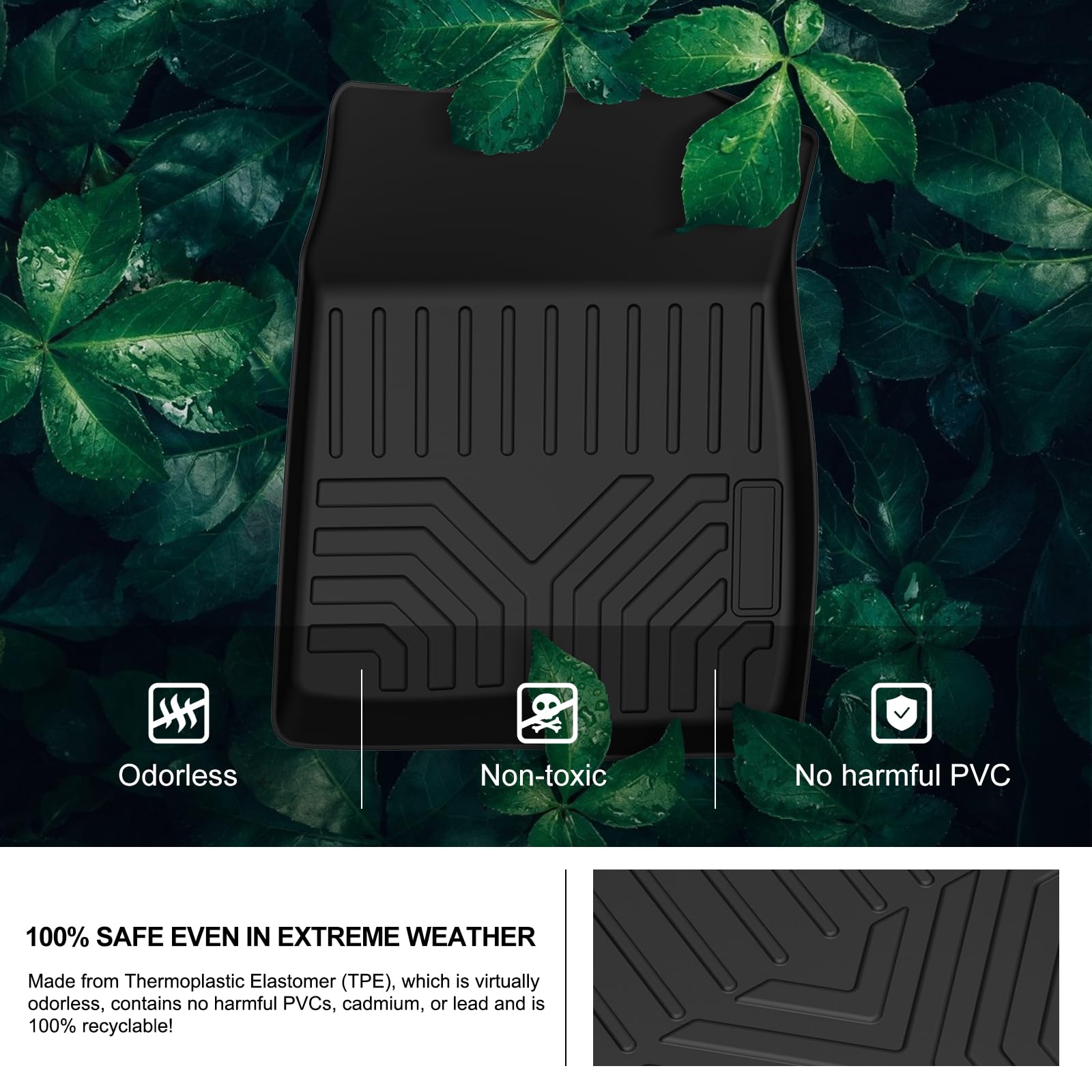 Kiwi Master Floor Mats For 2018-2022 Honda Accord All Weather Mat Front & Rear 2 Row Seat Tpe Slush Liner Set Black