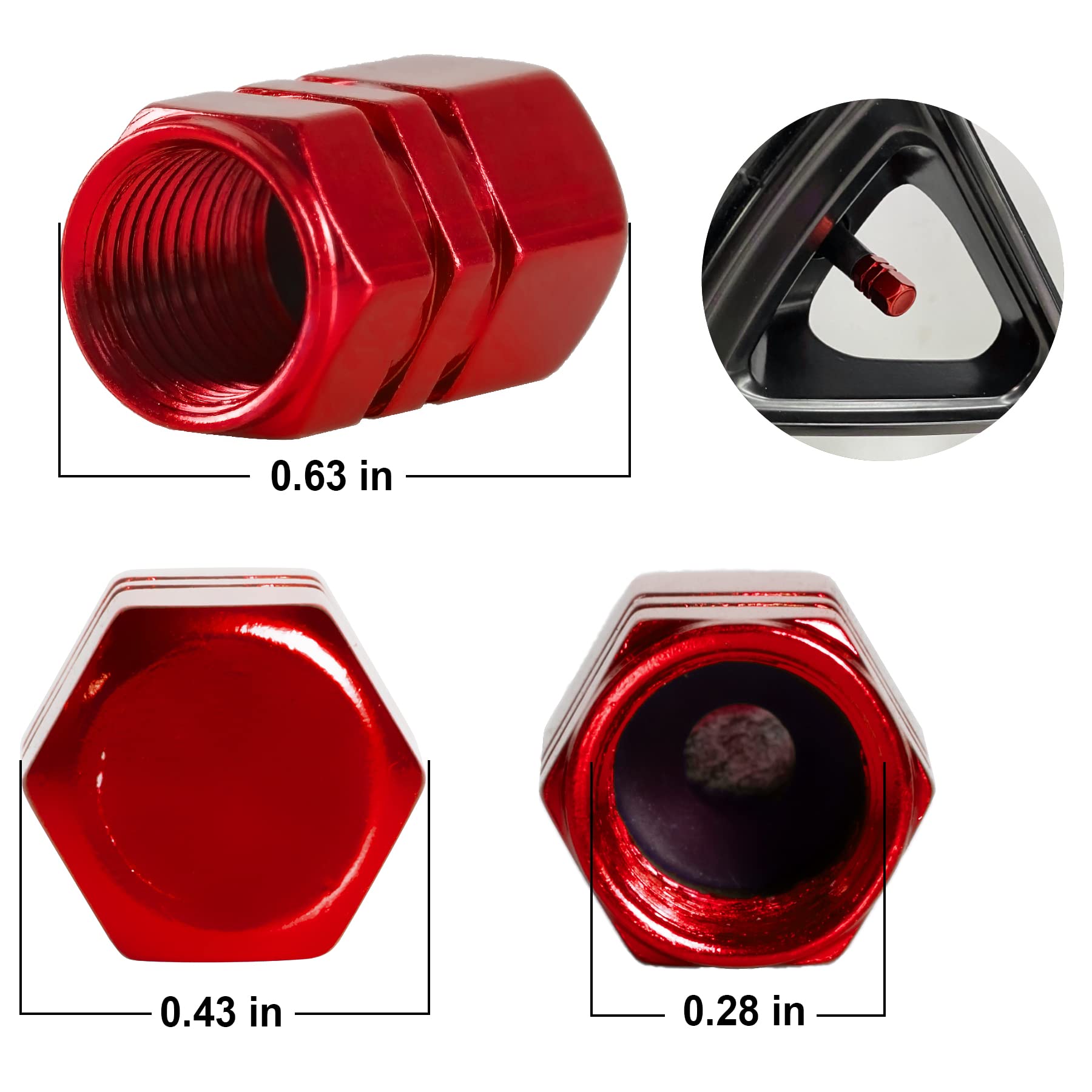 Justtop Car Tire Valve Stem Caps, 12Pcs Air Caps Cover, Universal For Cars, Suvs, Bike, Trucks And Motorcycles-Red