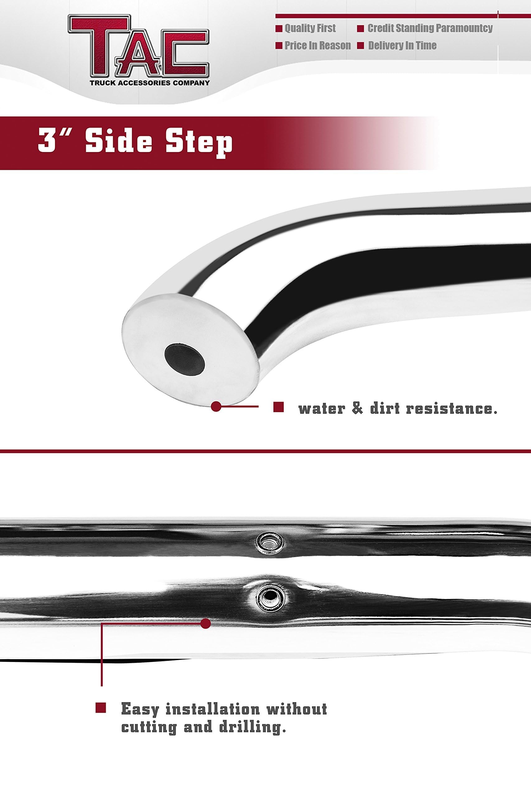 TAC Side Steps 3” Stainless Steel Nerf Bars for 2011-2021 Jeep Grand Cherokee - Silver, 2Pcs, Excludes Limited X/SRT/Trackhawk Models