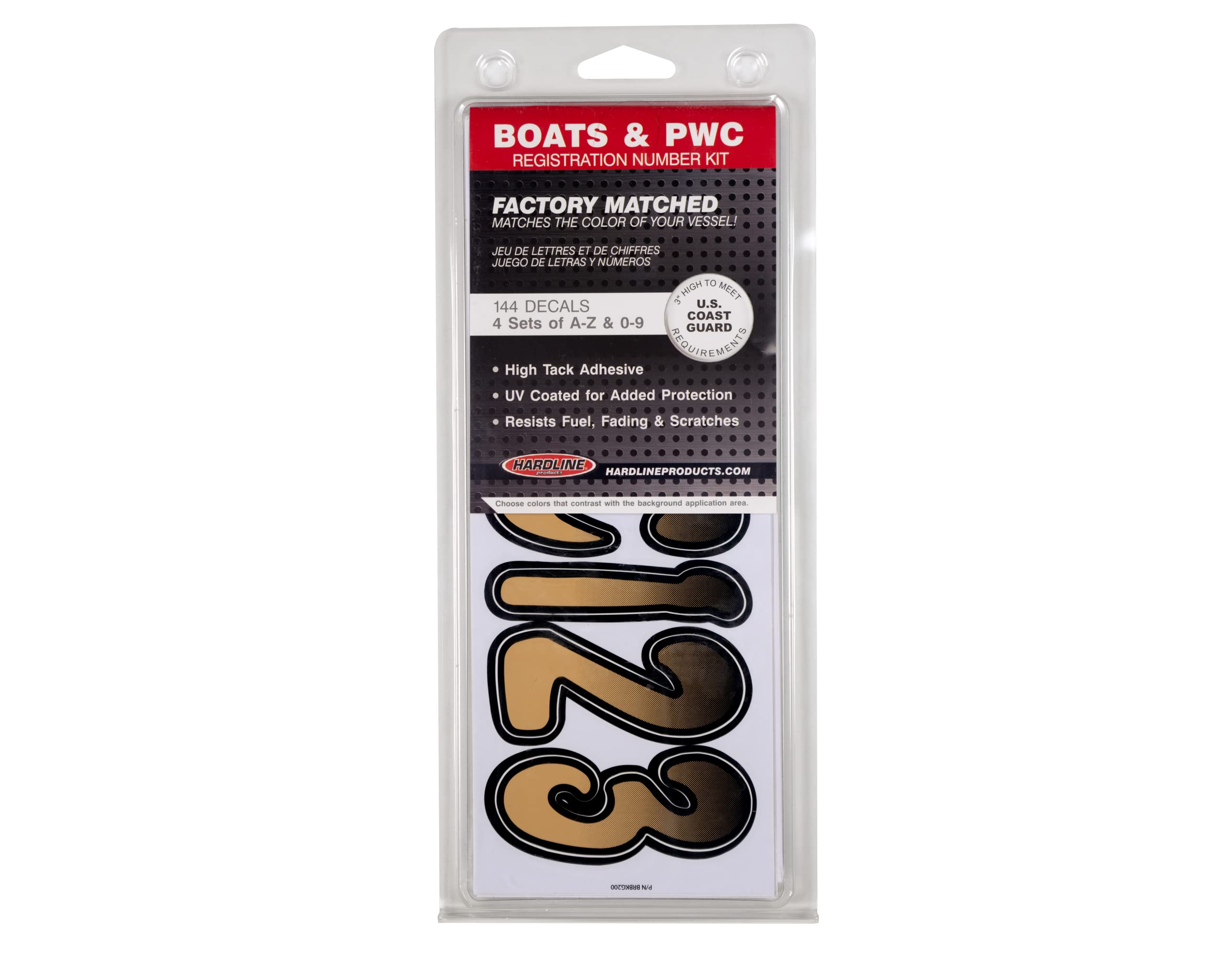 Hardline Products Series 200 Factory Matched 3-Inch Boat & Pwc Registration Number Kit, Brown/Black - Brbkg200
