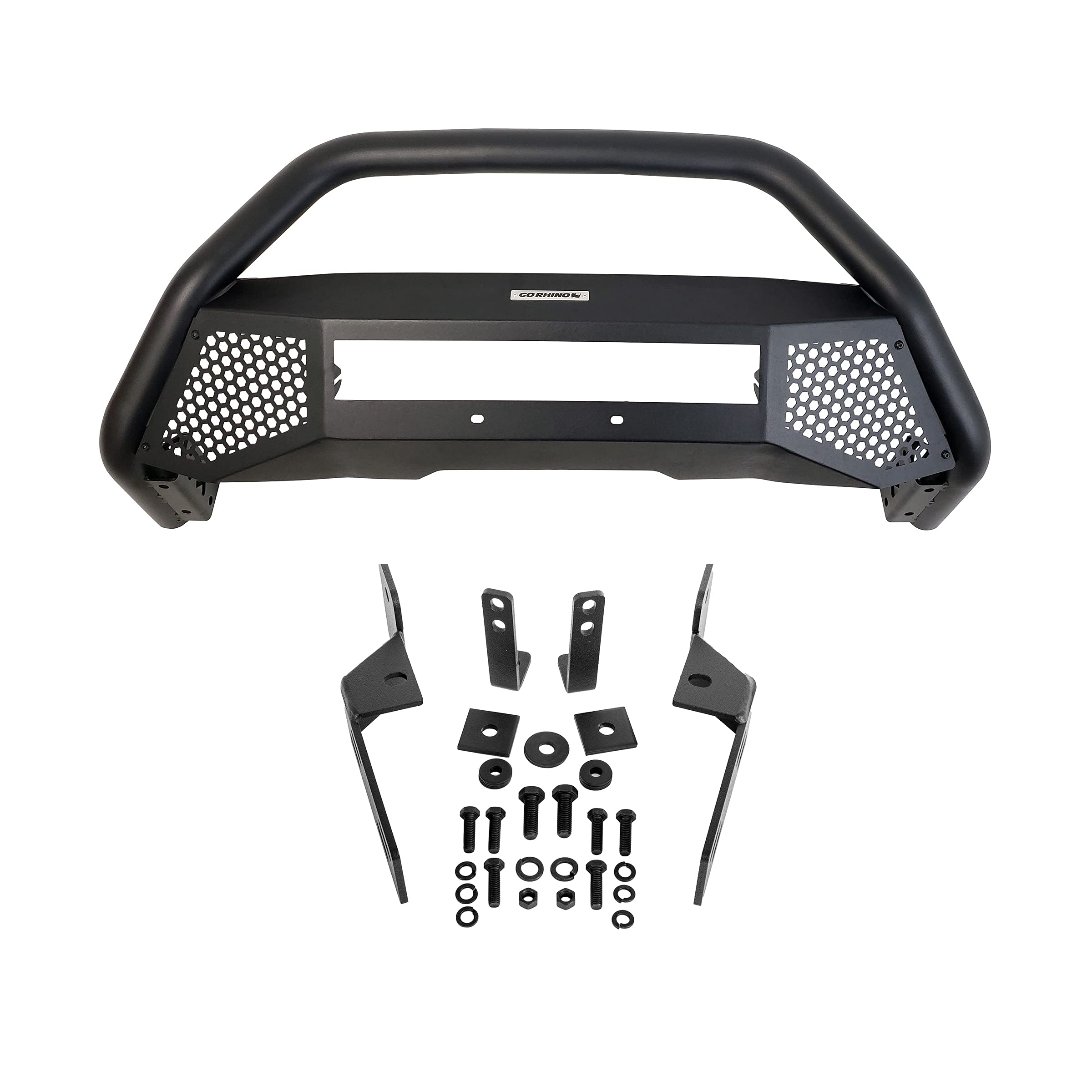 Go Rhino Rc4 Bull Bar W/ Hole For 20' Single Row Led Light Bar & Mounting Brackets | Mild Steel, Textured Black | 545660T | Fits 2016 - 2023 Toyota 4Runner
