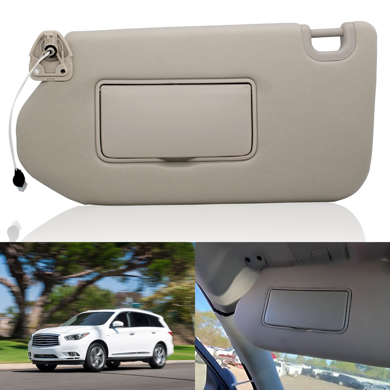 Nhiles Left Driver Sun Visor With Lamp & Mirror For 2013-2020 Nissan Pathfinder 2014-2020 Infiniti Qx60 And 2013 Infiniti Jx35,O