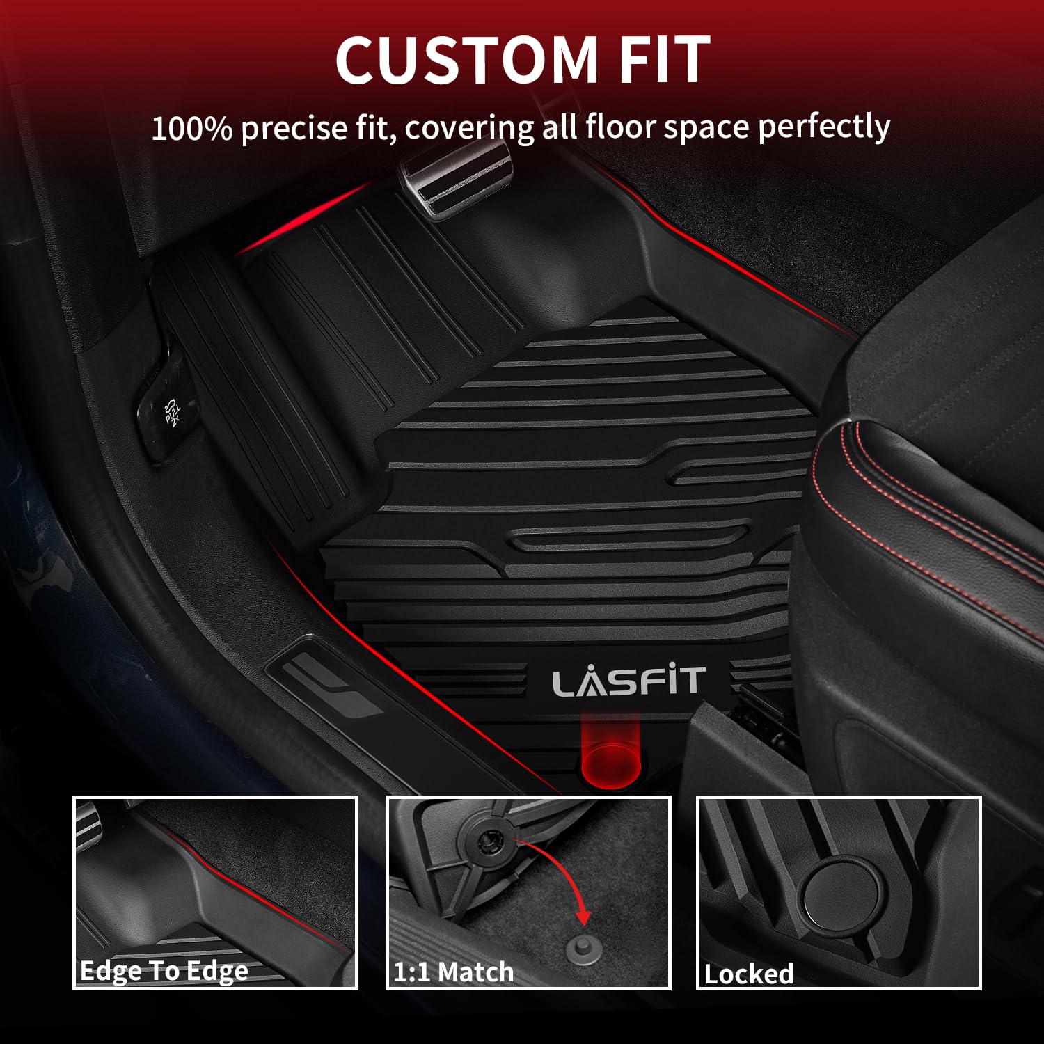 Lasfit Floor Mats For Ford Bronco Sport 2025 2024 2023 2022 2021 Carpeted Floor All Weather Protector Custom Fit Tpe Car Liners,