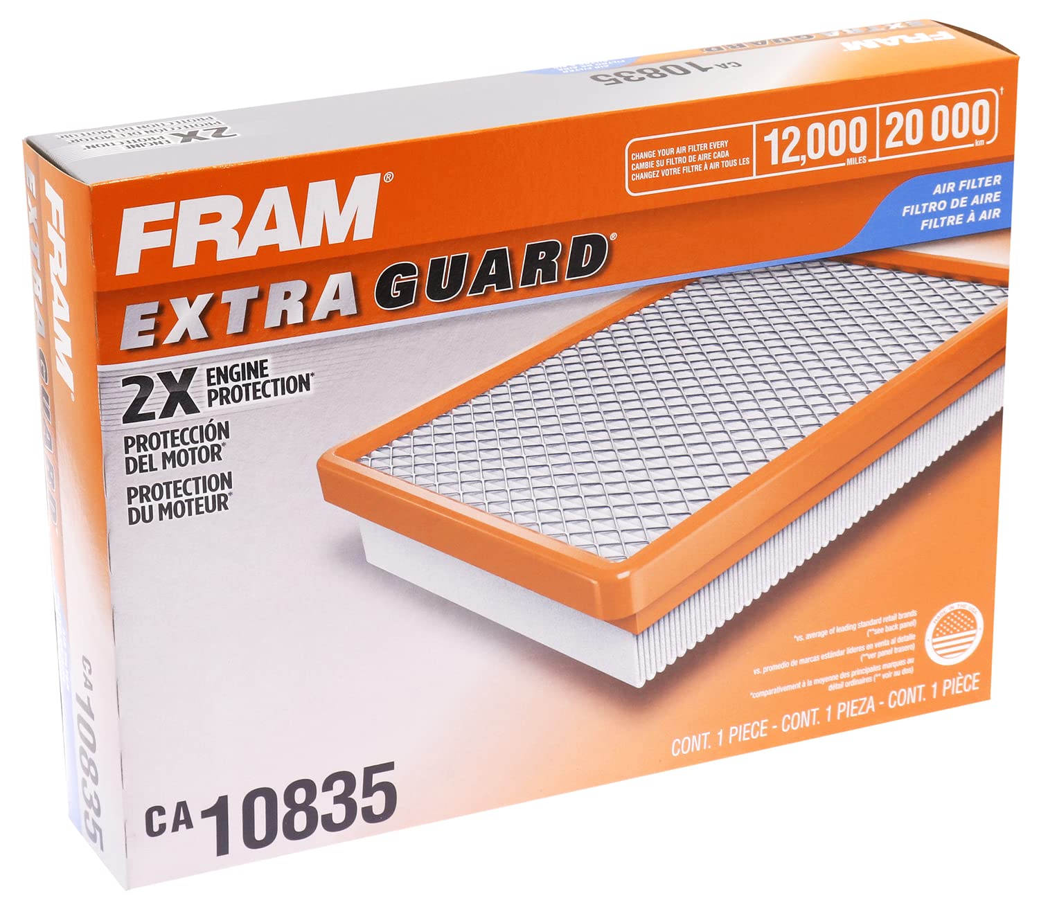 FRAM Extra Guard CA10835 Replacement Engine Air Filter for Select Lexus and Toyota Models, Provides Up to 12 Months or 12,000 Mi