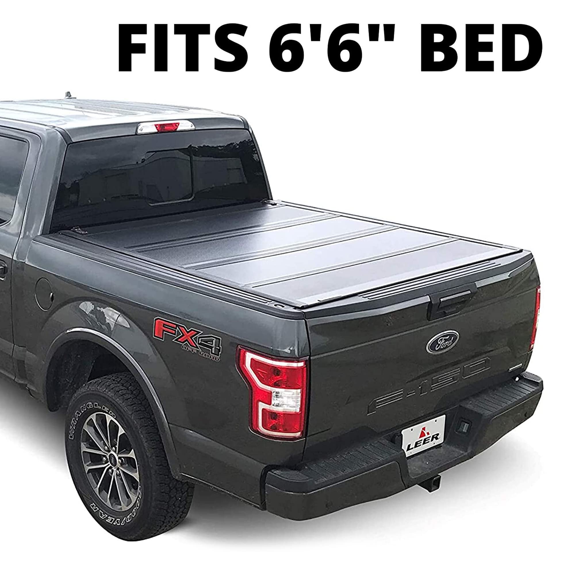 Leer Hf650M Quad-Folding Truck Bed Tonneau Cover, Fits Ford F-150 Light Duty, Years 2015-2024, 6'6 Truck Bed, Black