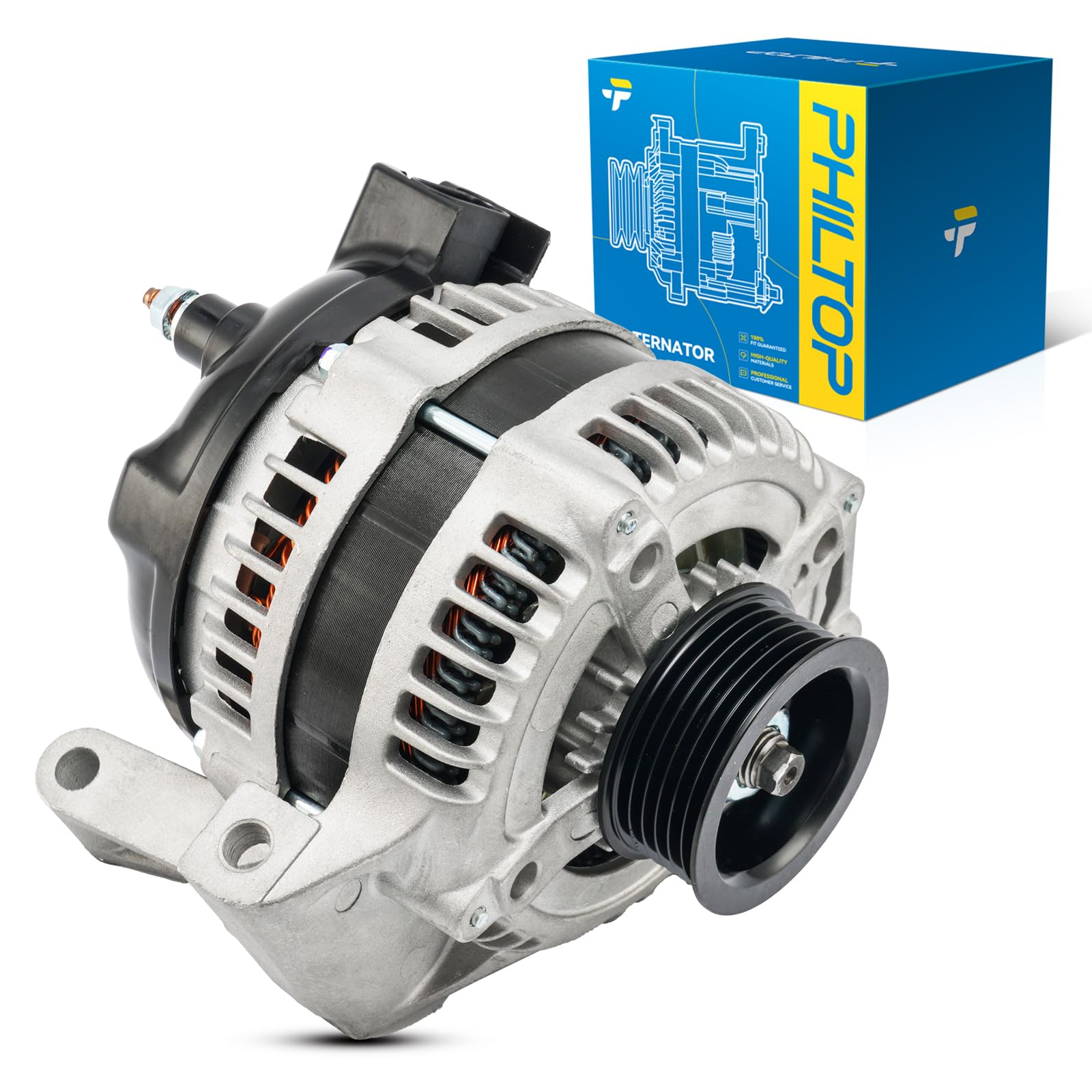 PHILTOP Alternator Compatible with Buick LeSabre 2004-2005 All Model, Pontiac Bonneville 2004-2005 3.8L High Amp Alternators Rep
