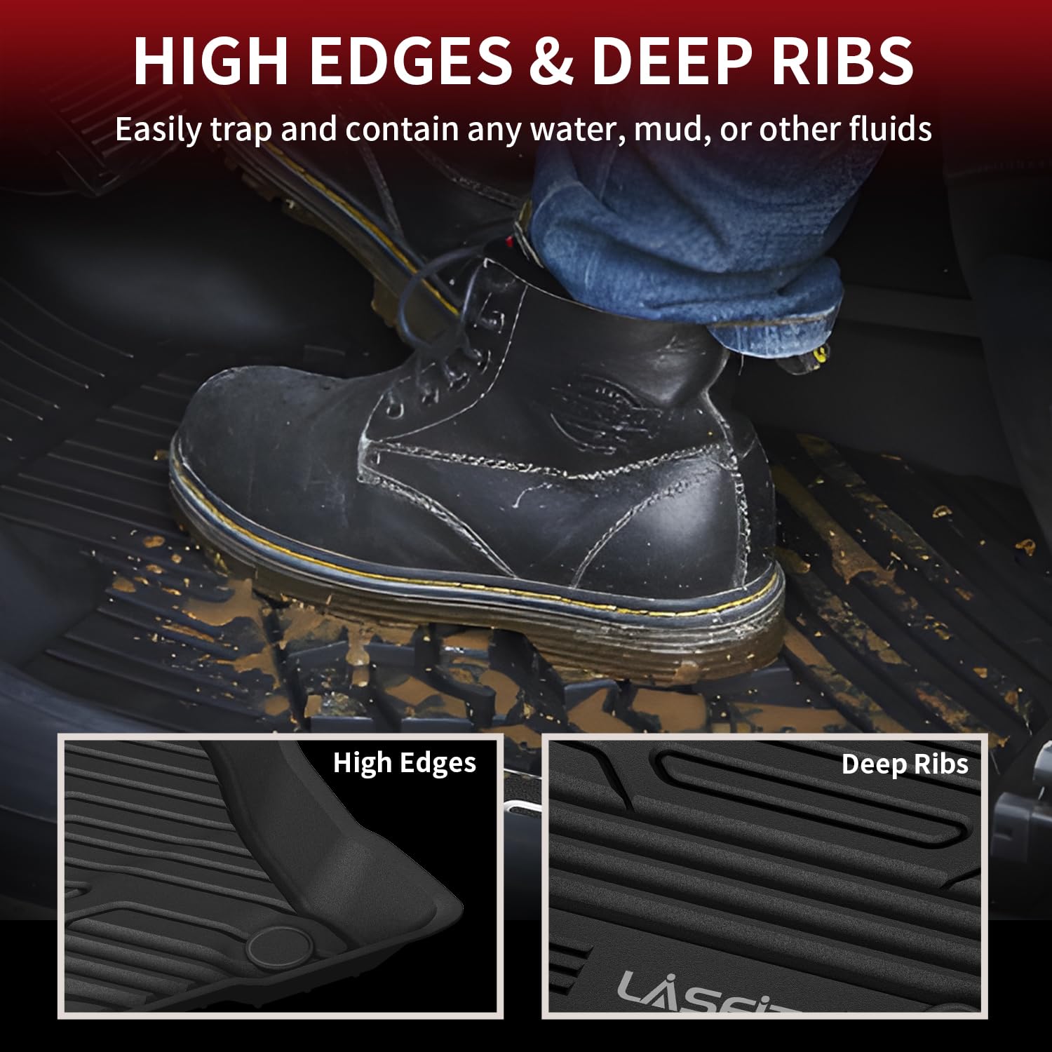 Lasfit Floor Mats Fit For Ford Series All Weather Tpe Car Liners (2020-2025| Ford Escape| 1St & 2Nd Row)