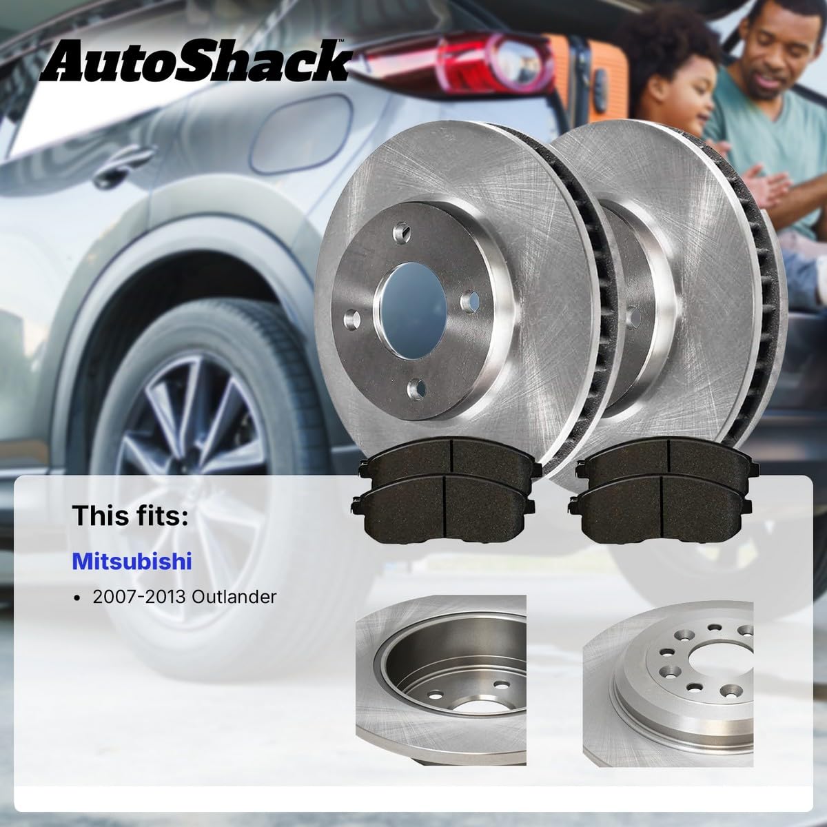 Autoshack Front And Rear Brake Kit Rotors And Ceramic Pads Set Of 4 Replacement For 2007-2013 Mitsubishi Outlander 2.4L 3.0L V6