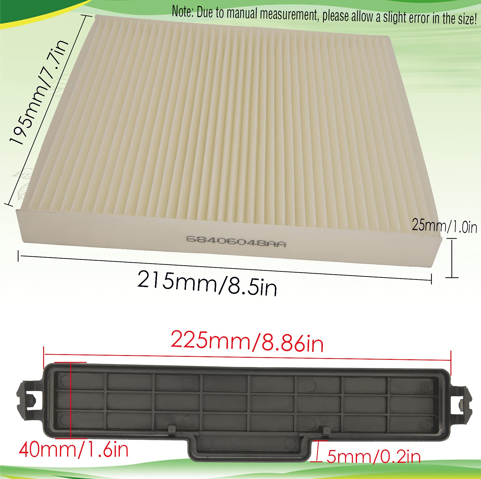 68406048Aa Cabin Air Filter 68318365Aa & 68052292Aa Cabin Air Filter Access Door Compatible With Dodge Ram 1500 2500 3500 Cabin