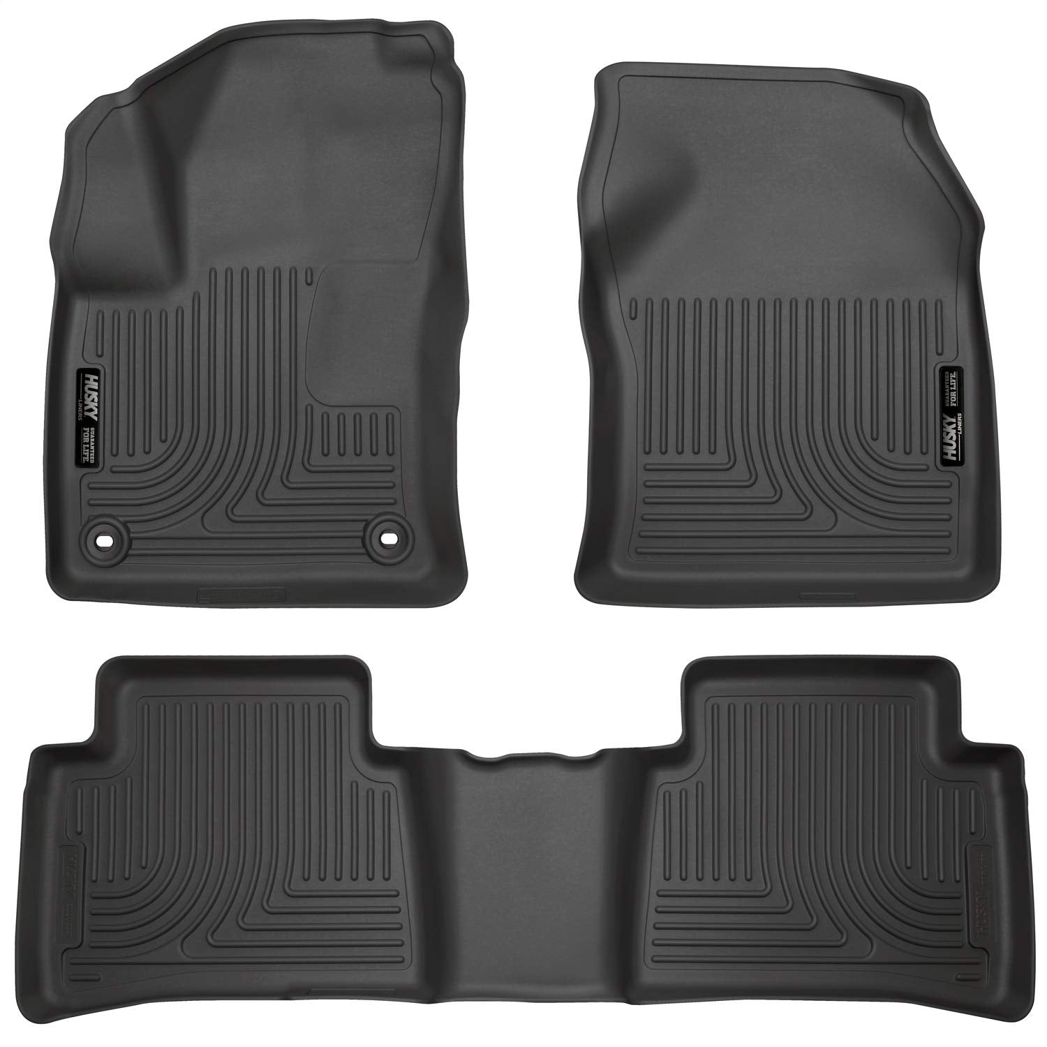 Husky Liners Weatherbeater Floor Mats | Fits 2016-2022 Toyota Prius, 2017-2021 Toyota Prius Prime | Front & 2nd Row, 3-pc Black 