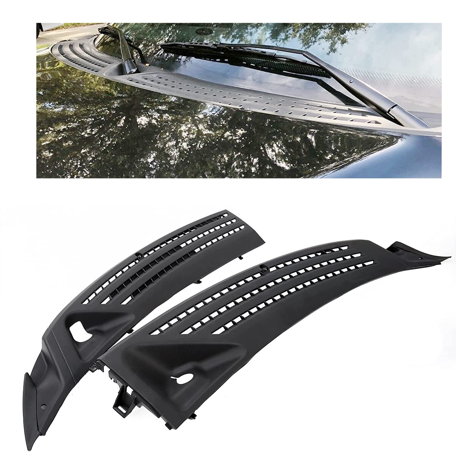 ECOTRIC Windshield Wiper Cowl Cover Panel for 2004-2008 Ford F150, 2006-2007 Lincoln Mark LT, Black, Medium, Plastic, Model CA-