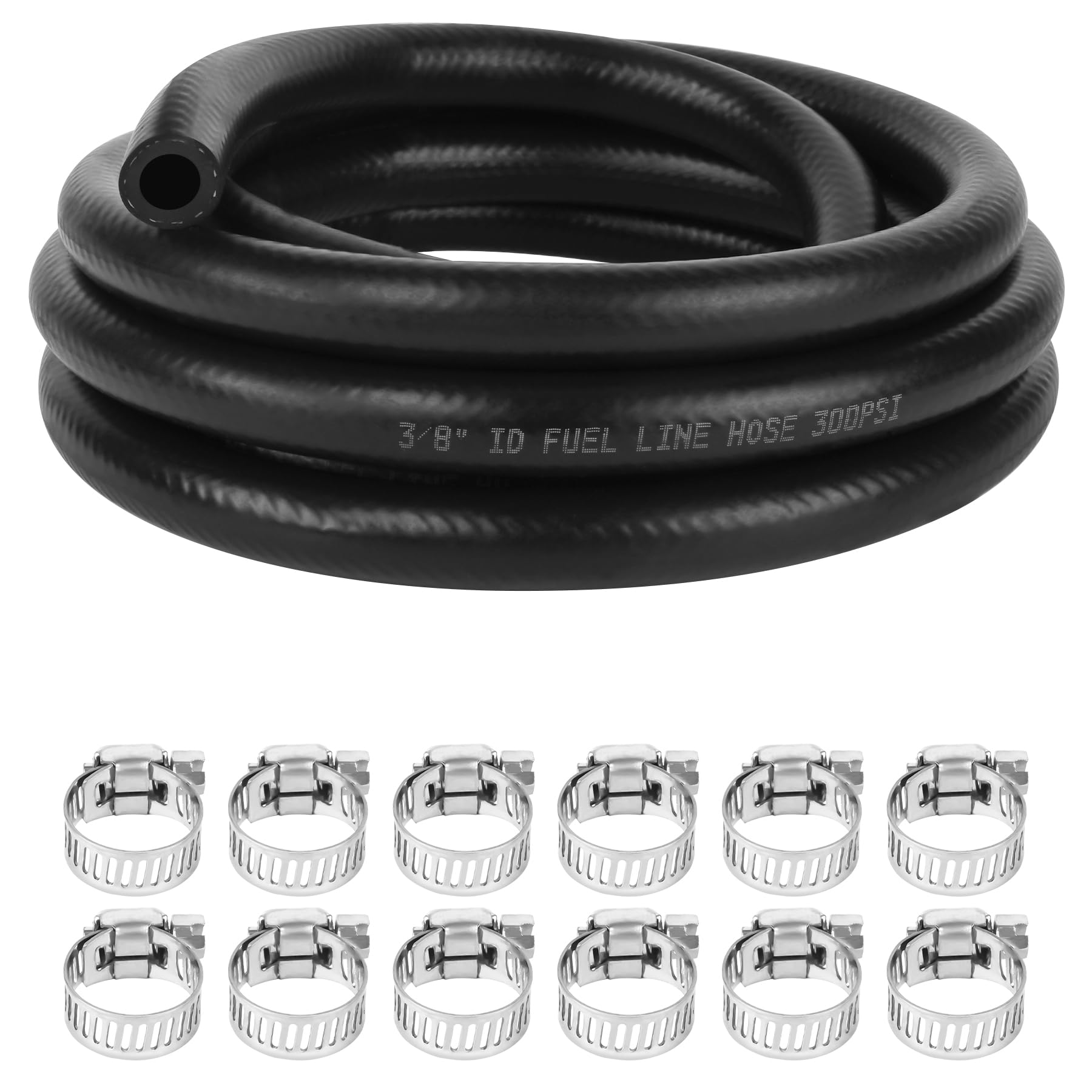 3/8 Inch (10Mm) Id Fuel Line Hose 10Ft Nbr Rubber Push Lock Hose High Pressure 300Psi For Automotive Fuel Systems Engines With 1