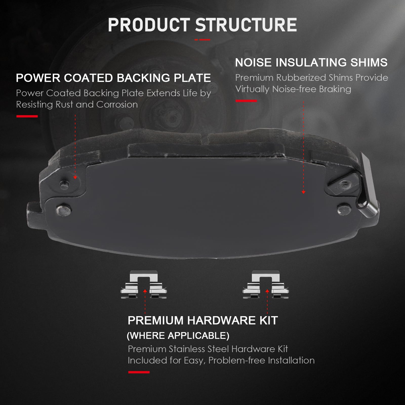 Cciyu Professional Ceramic Front Brakes Pads Set Fit For 2009-2012 For Hyundai Elantra,2010-2013 For Kia Forte,2010-2013 For Kia