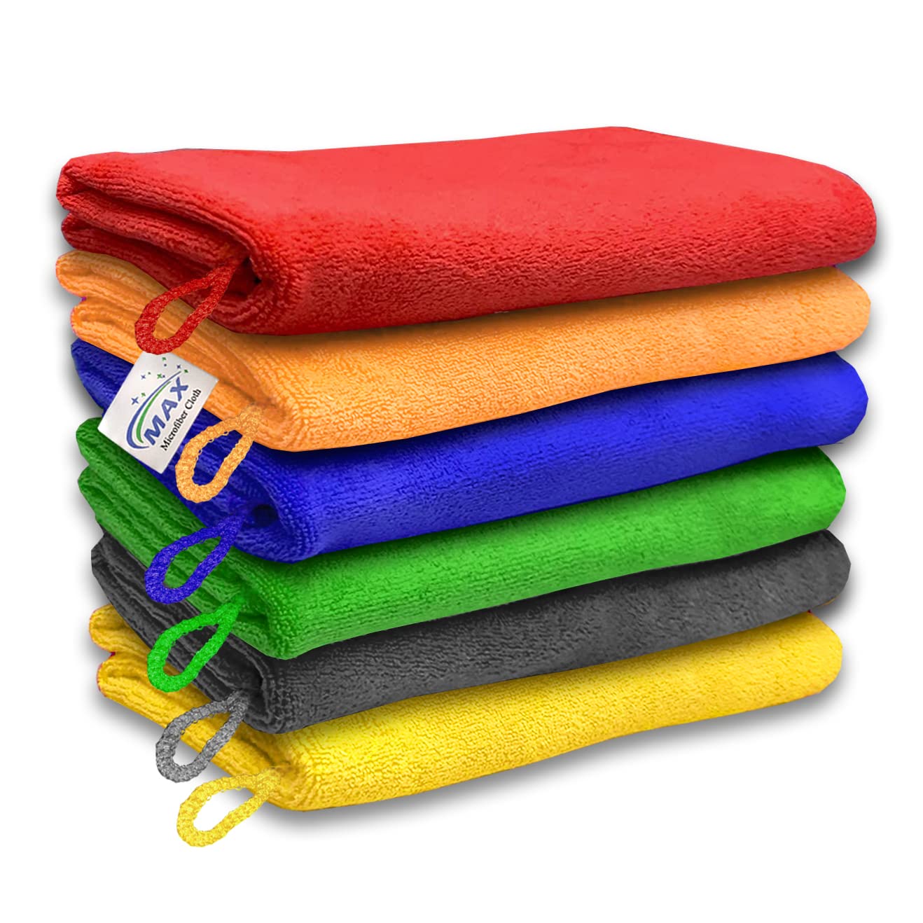 MAX Microfiber Cloth 350 GSM  Pack of 6, Size 40 x 40 cm, MultiColor, MultiPurpose Towel for Car, Bike, Household and Office 