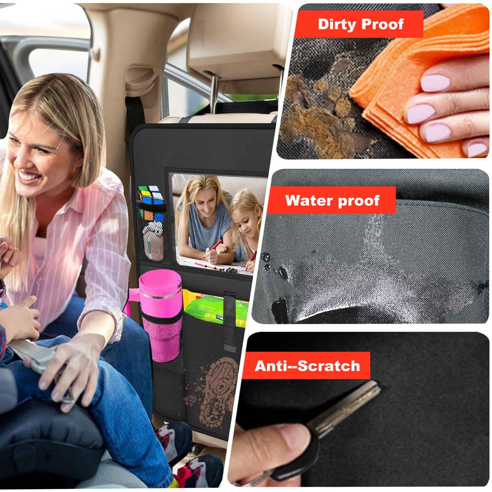 Axelect Car Backseat Organizer 2 Pack, Car Seat Back Protectors With Clear 10 Tablet Holder + 5 Storage Pockets