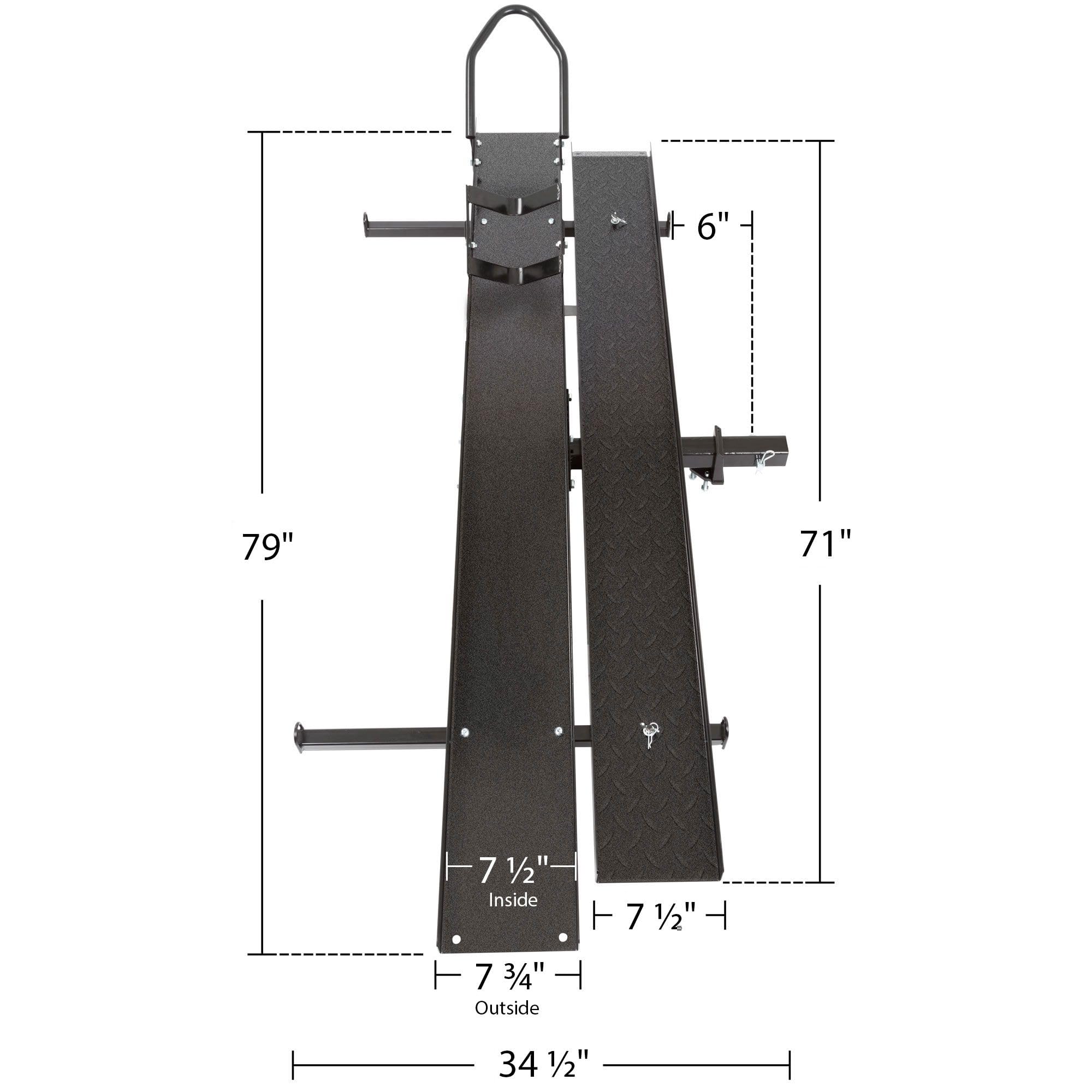 Black Widow Motorcycle Carrier - 600 lb Capacity, Hitch-Mounted, Black, Model MCC-600, Includes Ramp and Anti-Rattle Device