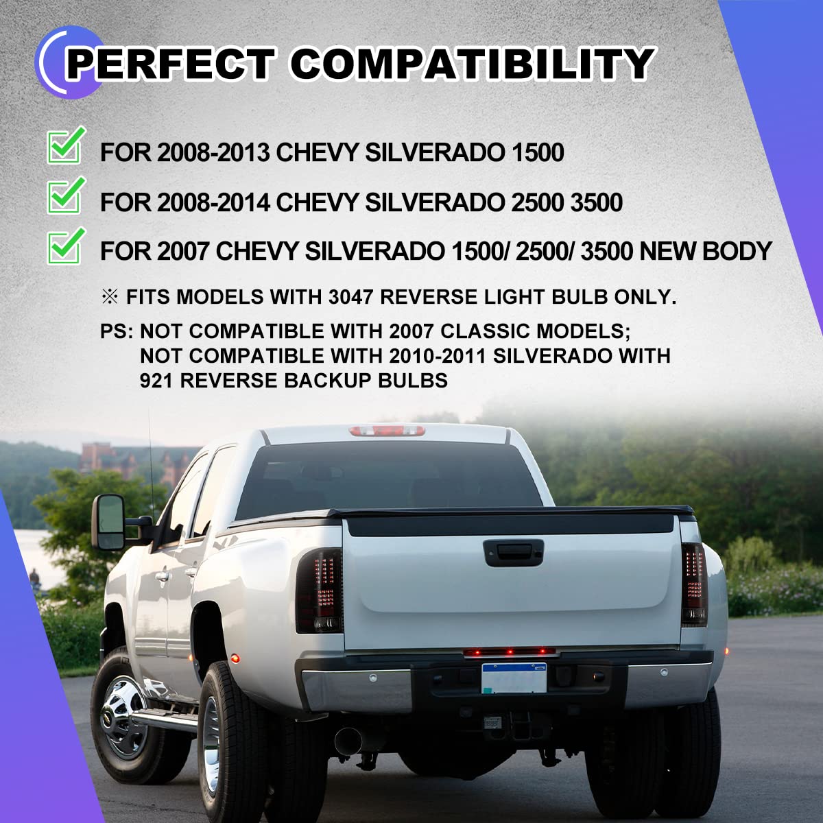 Nixon Offroad Led Taillight For 2008-2013 Chevy Silverado 1500 Tail Light Assembly For 2008-2014 Chevy Silverado 2500 3500, 2007 Silverado 1500/2500/3500 New Body (Clear Lens)