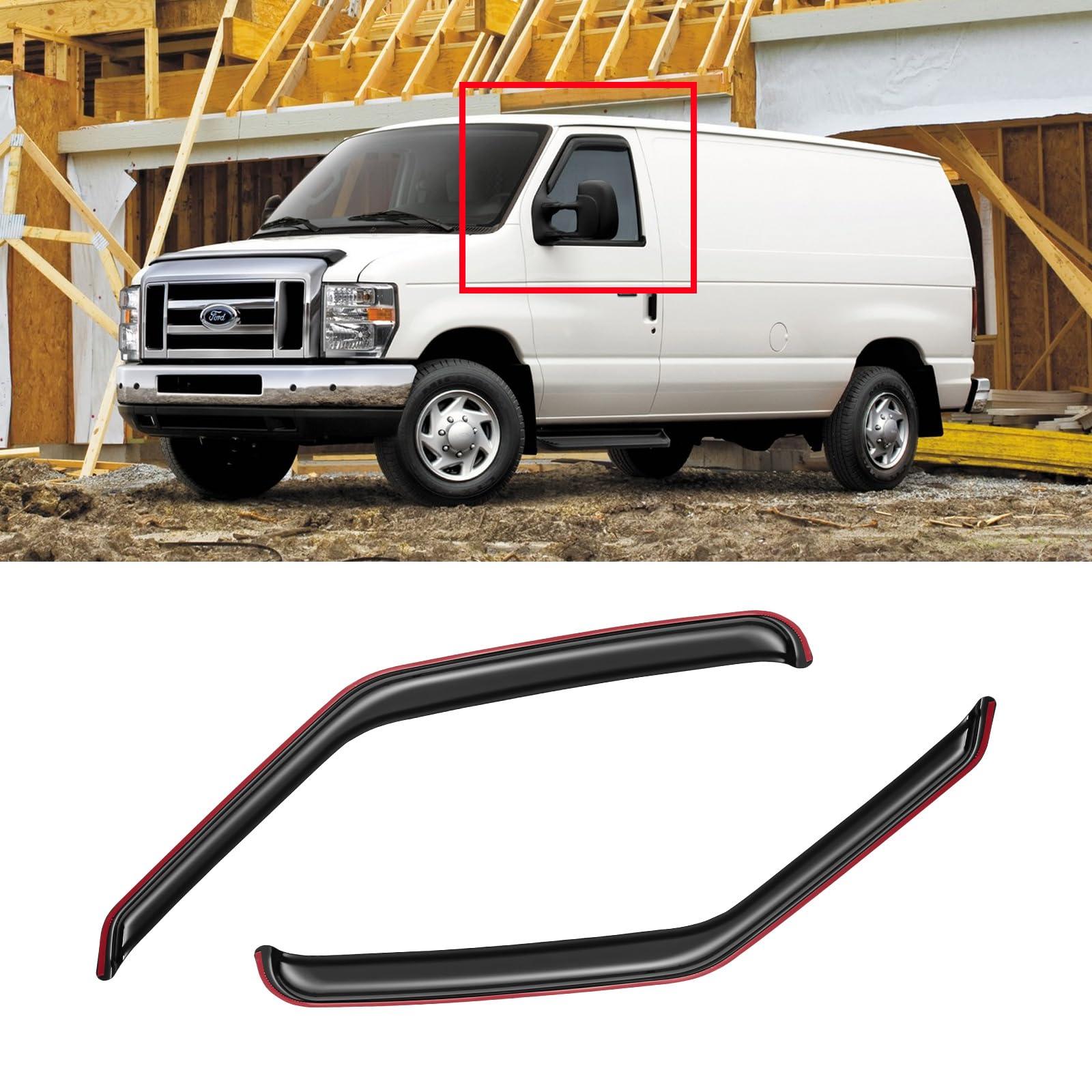 Cmvt Auto Window Visors For 2007-2014 Ford E-150 E-250 E-350 E-450 Super Duty, Rain Guards Shields Vent Shade Deflector Dark Smo