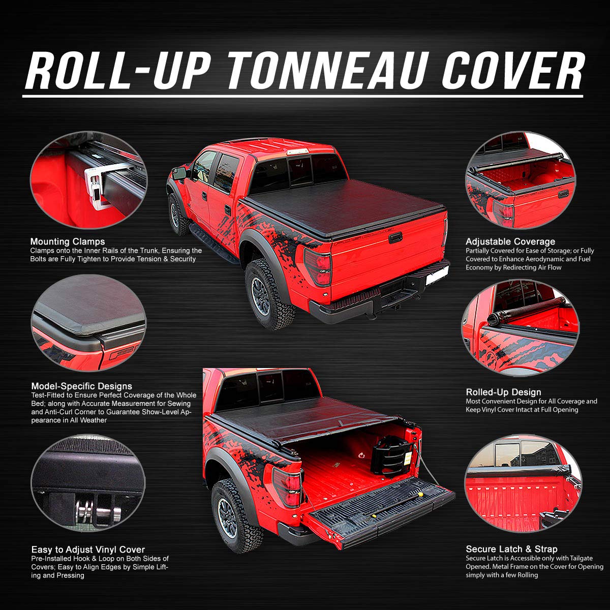 Dna Motoring New Upgrade Truck Bed Top Hard Solid Tri-Fold Tonneau Cover Compatible With 04-14 Ford F150 6.5Ft Bed, Ttc-Hard-006