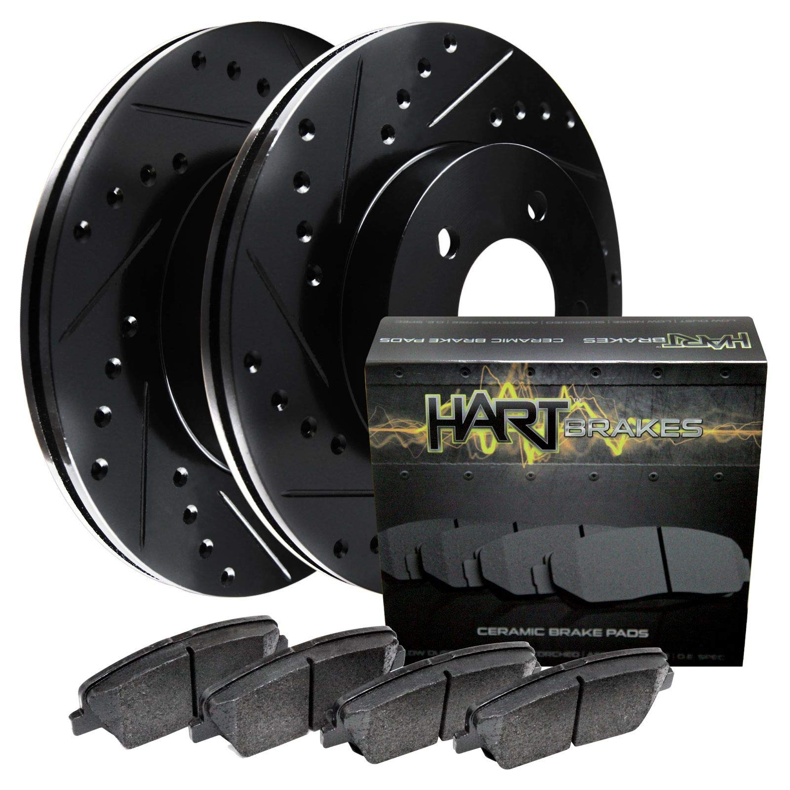 Hart Brakes Front Brakes And Rotors Kit |Front Brake Pads| Brake Rotors And Pads| Ceramic Brake Pads And Rotors |Fits 2009-2021