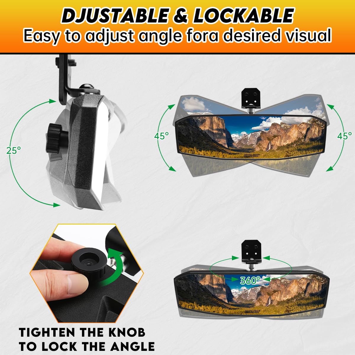 Ranger Rear View Mirror,SHEJISI 2023 New UTV Mirrors,Compatible with 2017-2023 Polaris Ranger 500 570 900 XP 1000 XP/Crew/EPS,Mu