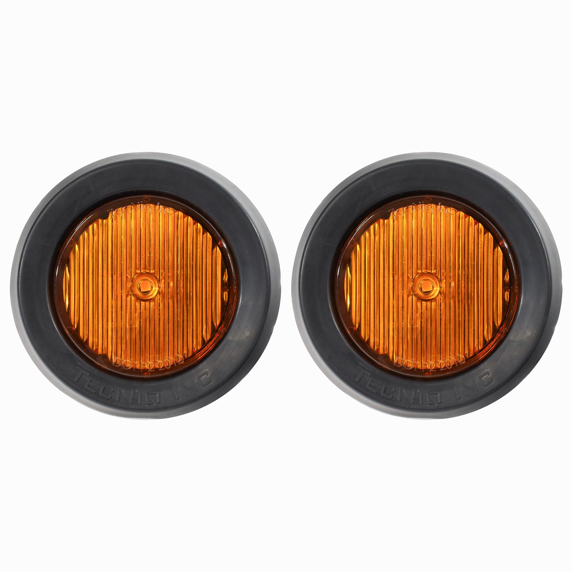 TecNiq S30-AA02-6 | 2 Round Amber LED Low-Profile Side Marker Light - Amber Lens, DOT Approved, IP68 Waterproof, Grommet Mount -