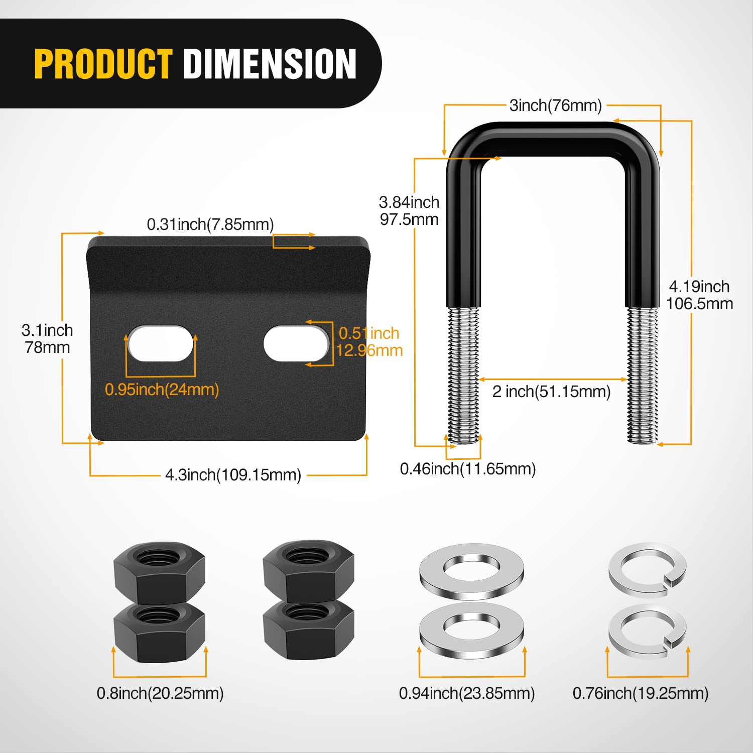Nilight Dual Hitch Extender To 10 Inch Max Extension Length With Hitch Tightener Anti Rattle For 2 Inch Receiver With 5/8 Inch B