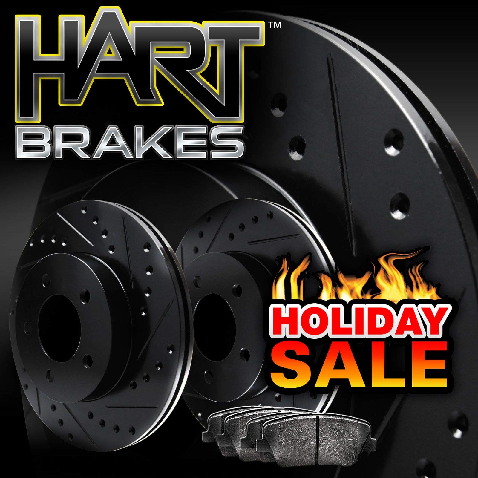 Hart Brakes Front Brakes And Rotors Kit |Front Brake Pads| Brake Rotors And Pads| Ceramic Brake Pads And Rotors |Fits 2003-2017