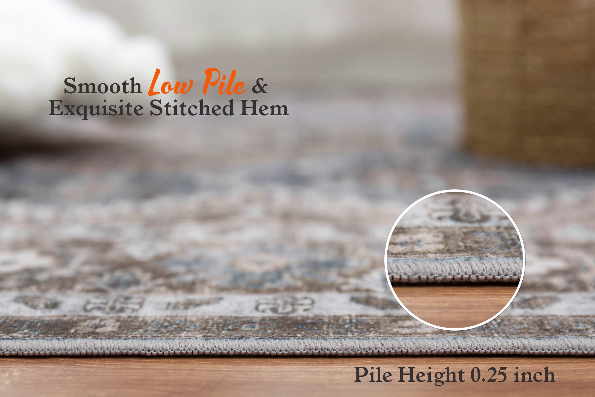 Rugland 6X9 Rug - Stain Resistant Washable Rug, Anti Slip Backing Rugs For Living Room, Boho Vintage Tribal Area Rugs (Tpr07-Blu