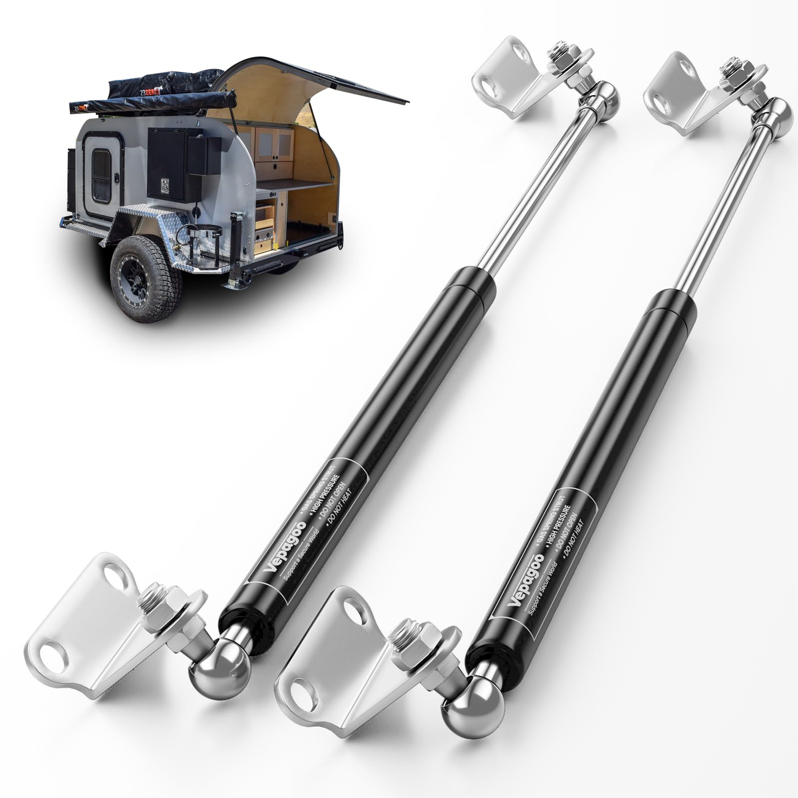 Vepagoo 28 Inch Gas Struts 150Lb/667N Shock With Mounting Brackets, Lift Supports For Rv Bed Storage Truck Bed Cover Basement Tr