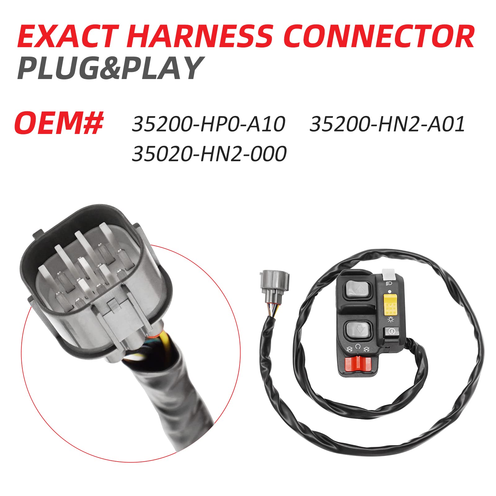JAVIK Electric Shift Control Switch for Honda Rubicon 500 & Foreman 500, OEM# 35200-HP0-A10, Black