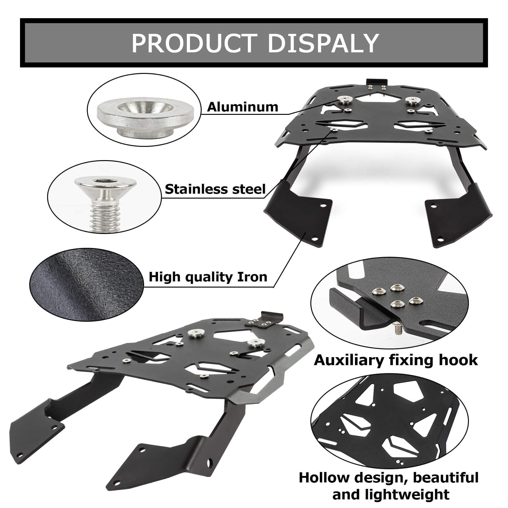 psler Motorcycle Luggage Rack LR0058BA for CB500X/F/R, CB400X - Black Iron Rear Carrier