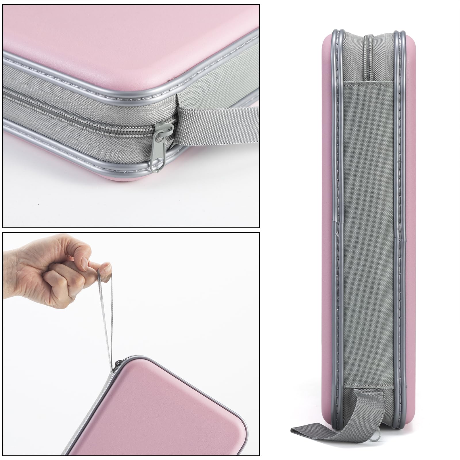 Alavisxf Cd Case, 96 Capacity Hard Plastic Dvd Disc Storage Case Holder With Zipper - Portable, Light Pink