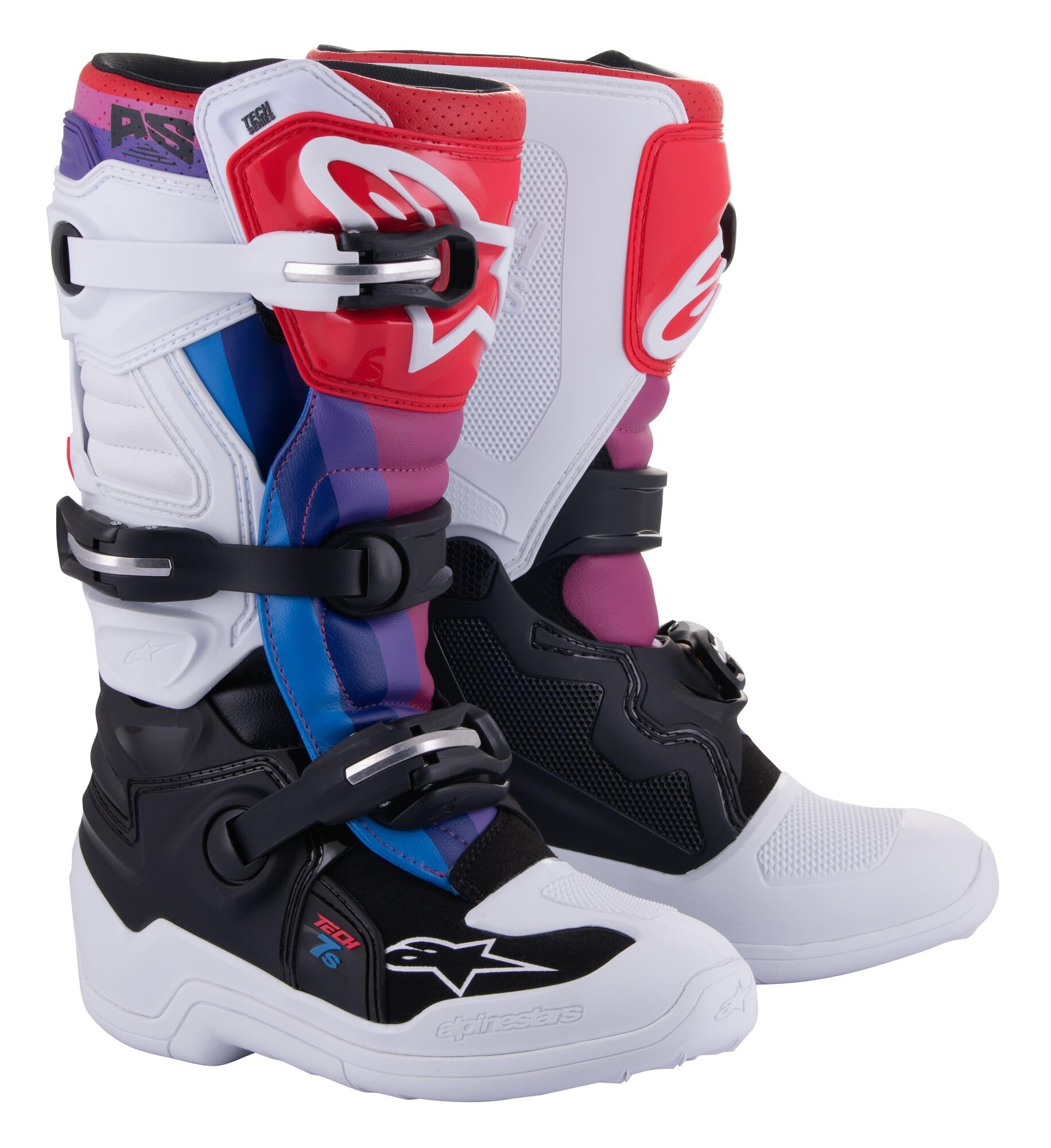 Alpinestars 2015017-289-6: Tech 7S Boots Wht/Blk/Rainbow Sz 6