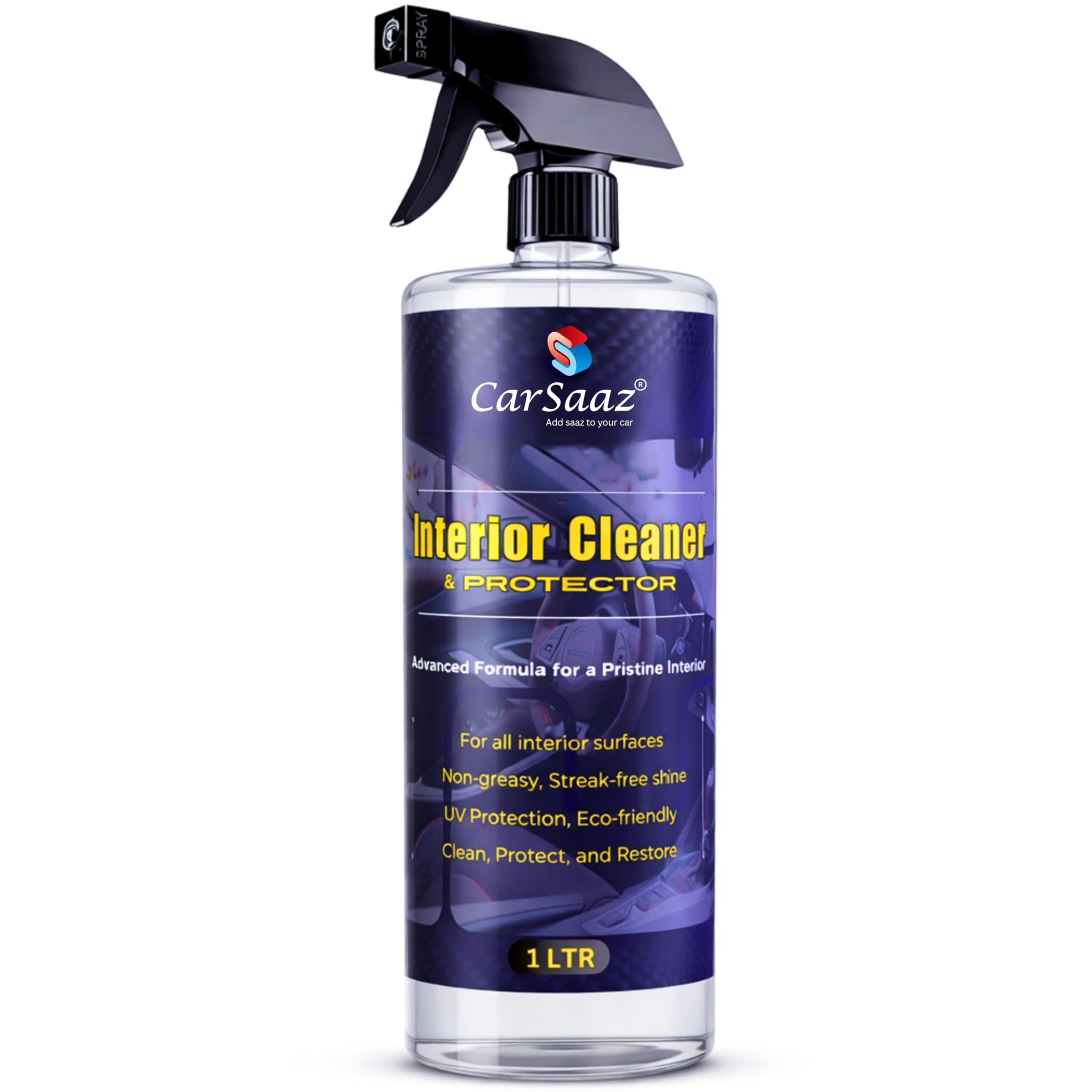Car Saaz Car Interior Cleaner & Protector (1L) | Cleans All Interior & Upholstery Surfaces | Car Interior, Fabric, Sofa, Carpet